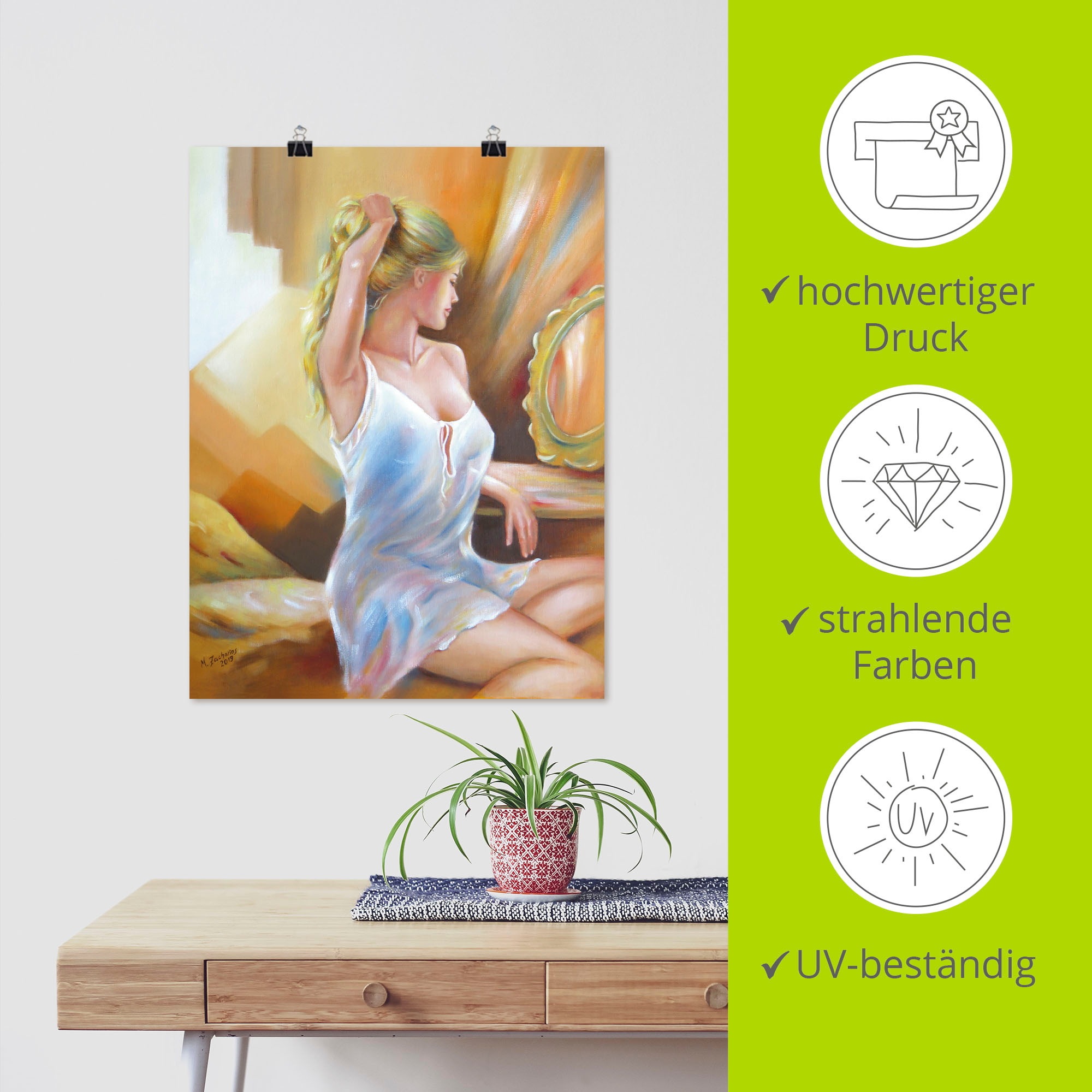 Artland Wandbild »Sexy Frau am Spiegel«, Erotische Bilder, (1 St.), als Leinwandbild, Poster in verschied. Größen