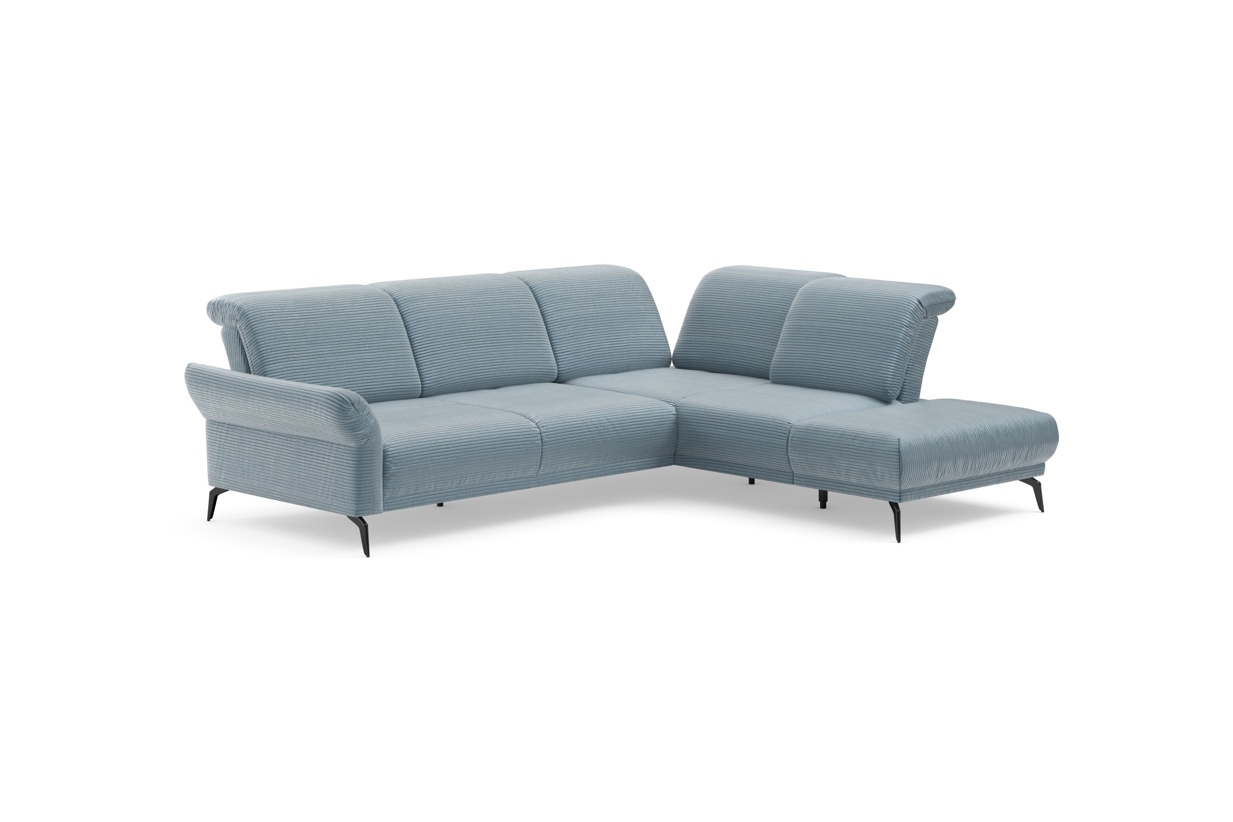 INOSIGN Ecksofa »Coco L-Form«, Sitztiefen-, Arm- und Kopfteilverstellung, Cord-Bezug, Fußhöhe 15 cm