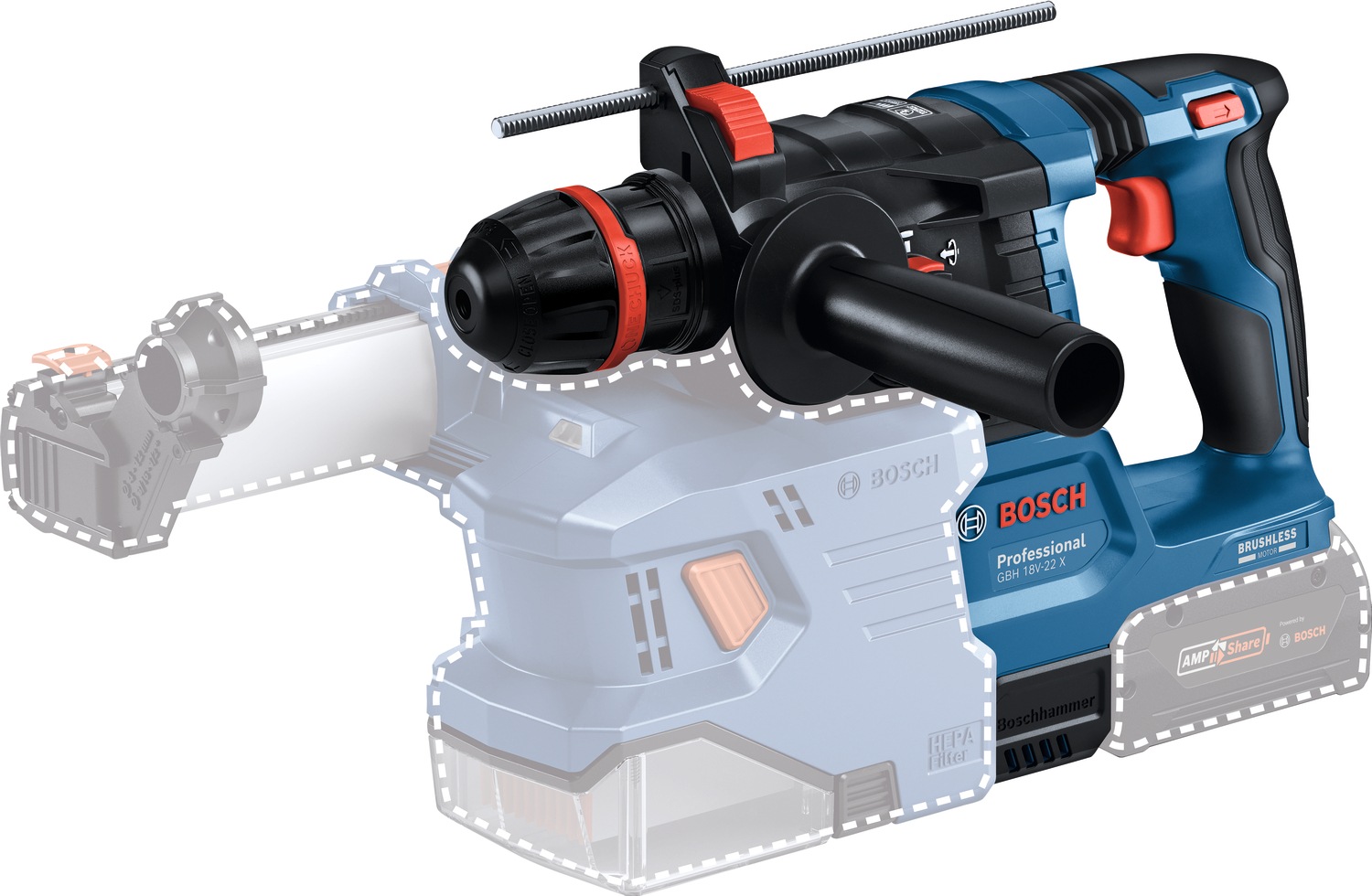 Bosch Professional Akku-Bohrhammer »»GBH 18V-22« mit SDS plus«, Inkl. 2x Akku 4,0 Ah und Schnellladegerät, in L-BOXX 136