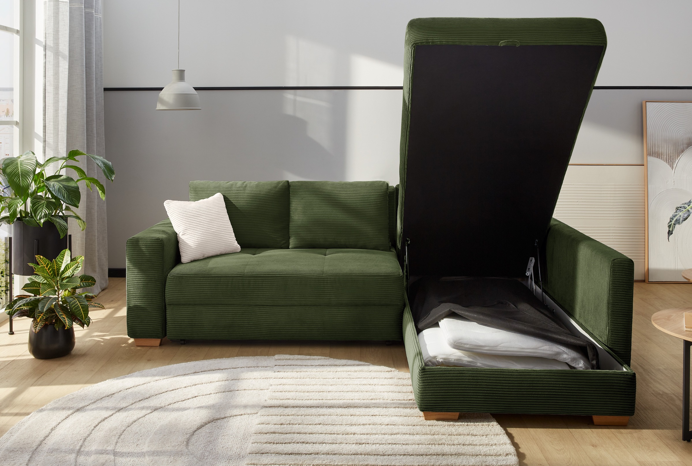 Jockenhöfer Gruppe Ecksofa "Sunset, Dauerschlafsofa mit" Tonnentaschen-Fede günstig online kaufen