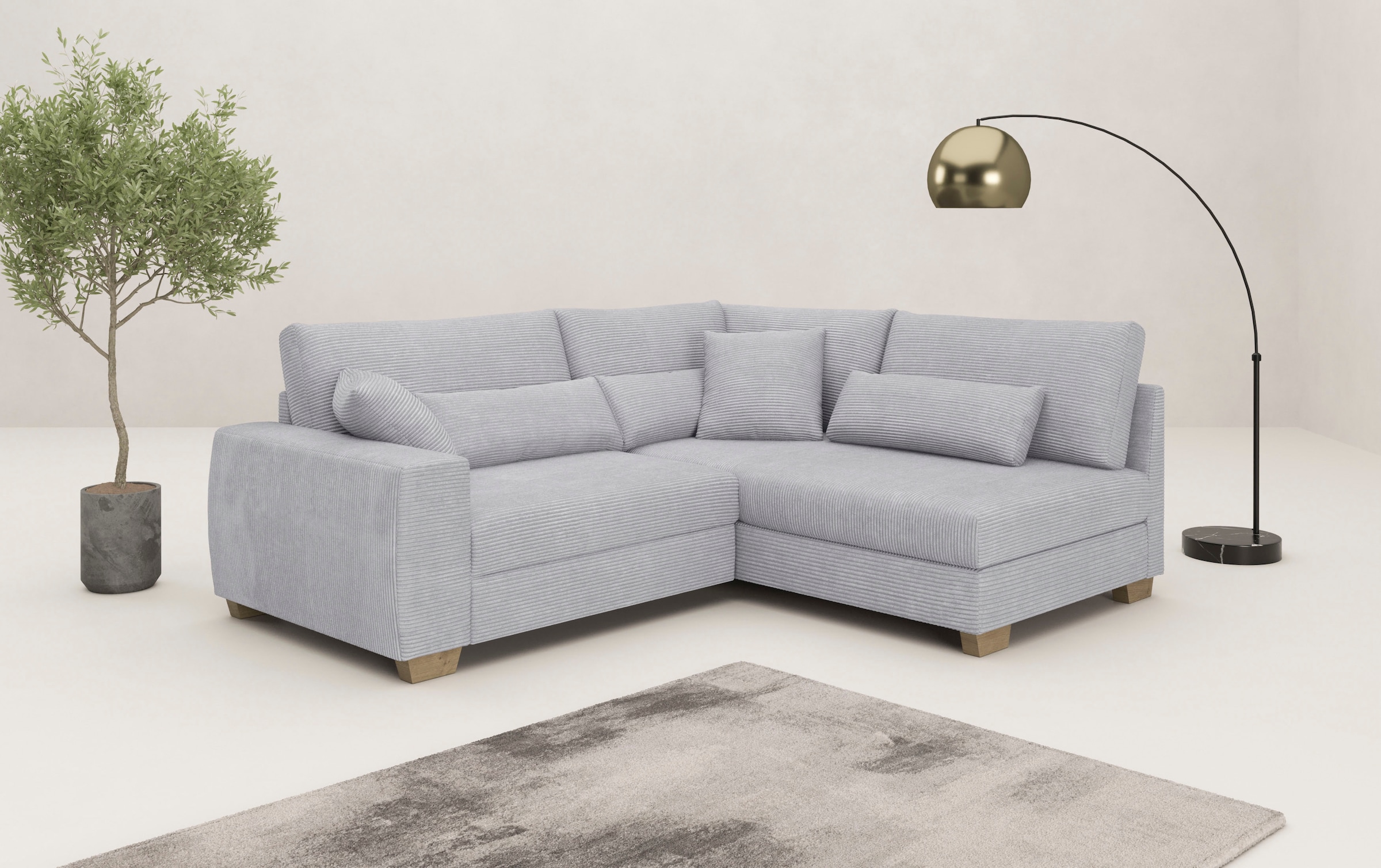 Mr. Couch Ecksofa »Hilla L-Form« Mit Federkern, wahlweise mit Bettfunktion günstig online kaufen