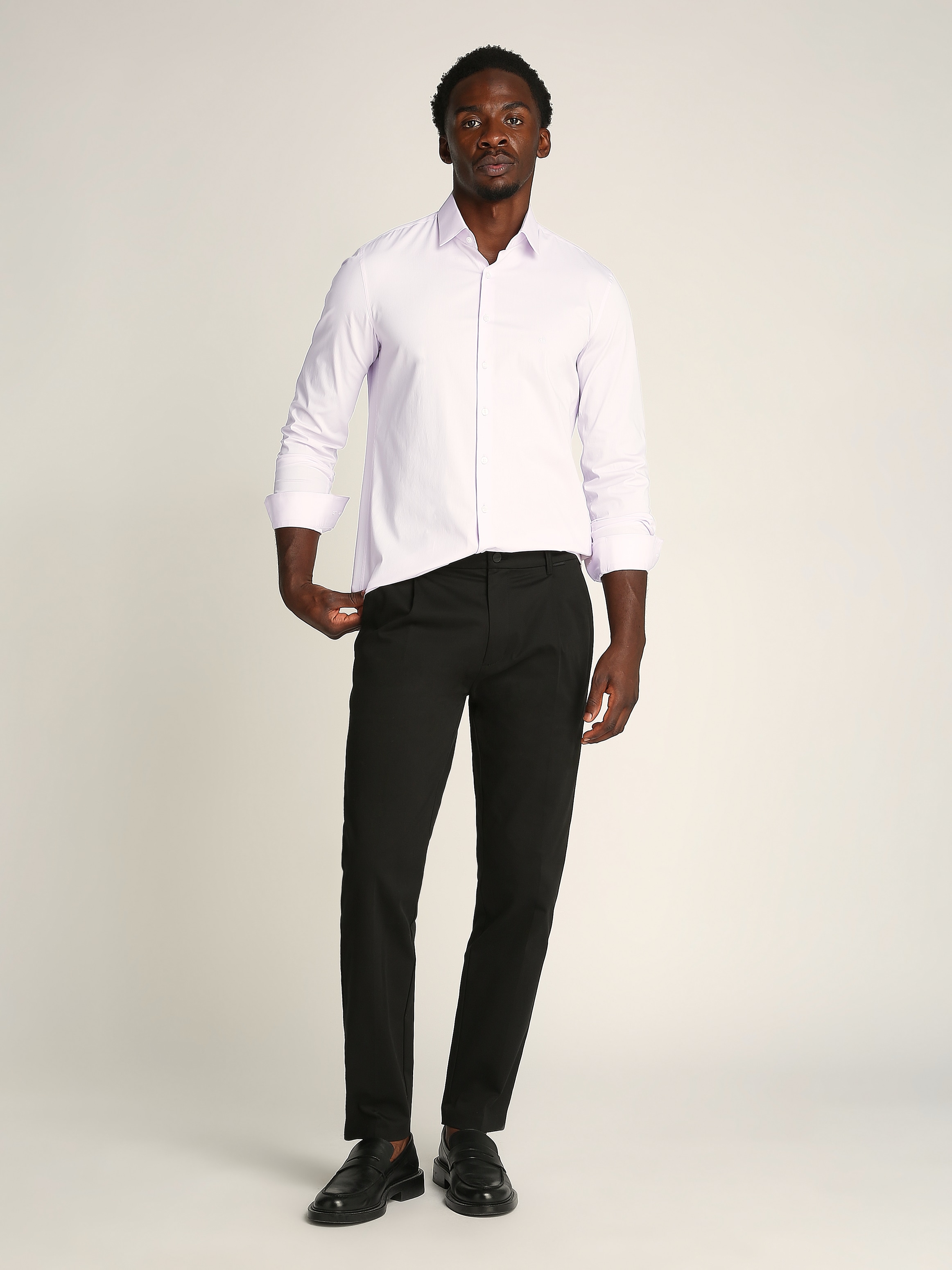 Calvin Klein Businesshemd »POPLIN STRETCH SLIM SHIRT«, mit Kentkragen, Logoprint auf Brusthöhe