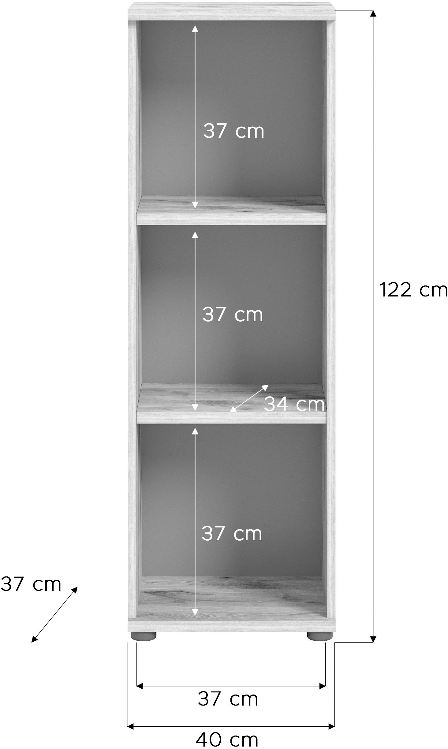 INOSIGN Aktenregal »Riga, Höhe 122 cm, 3 Fächer«, Regal, Büroregal, Büroschrank, Aktenschrank, Stauraumregal