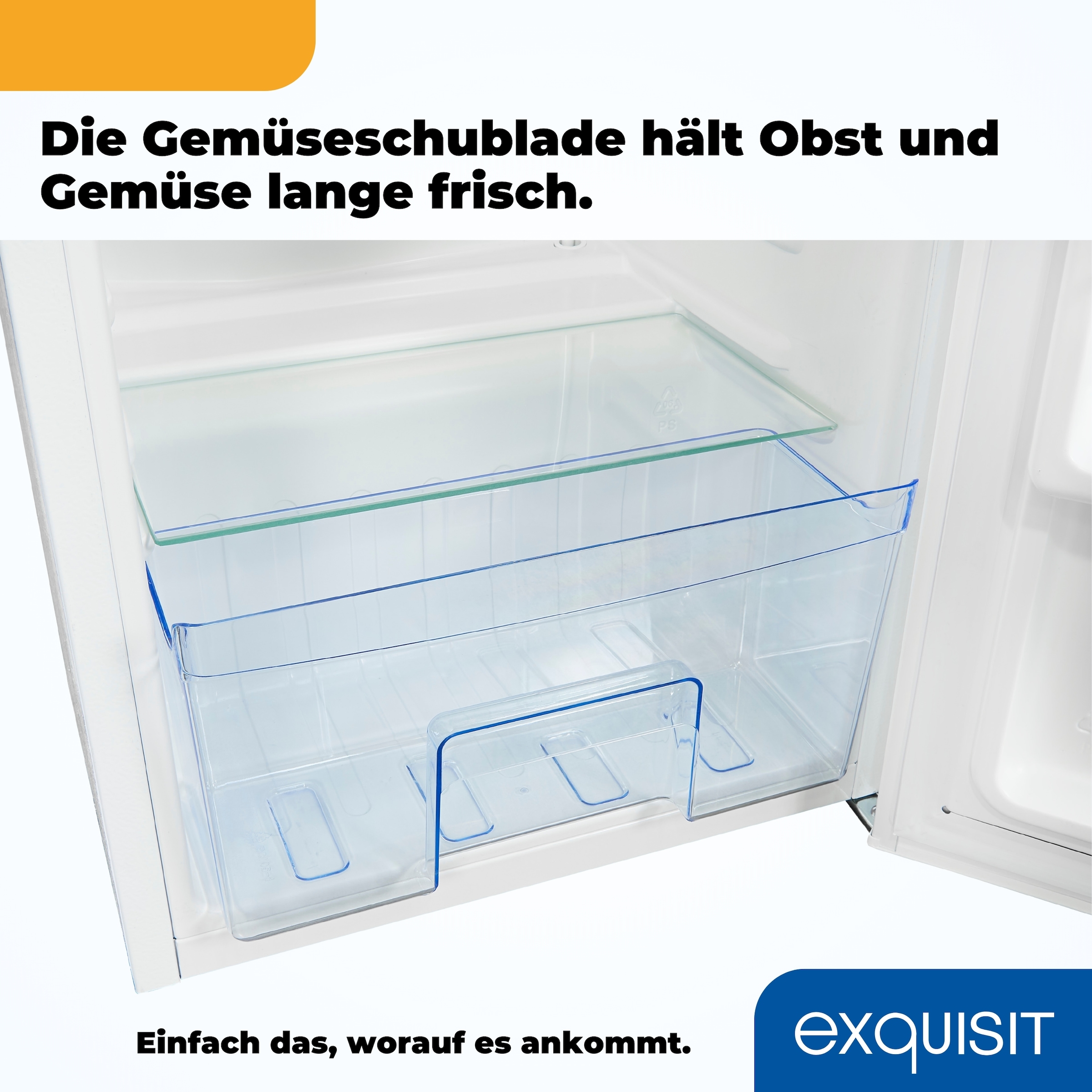 exquisit Vollraumkühlschrank »KS85-V-0O91E weiss« 84,3 cm hoch 45 cm breit Perfekte Kühlung für Obst, Gemüse & Getränke – kompakt und vielseitig