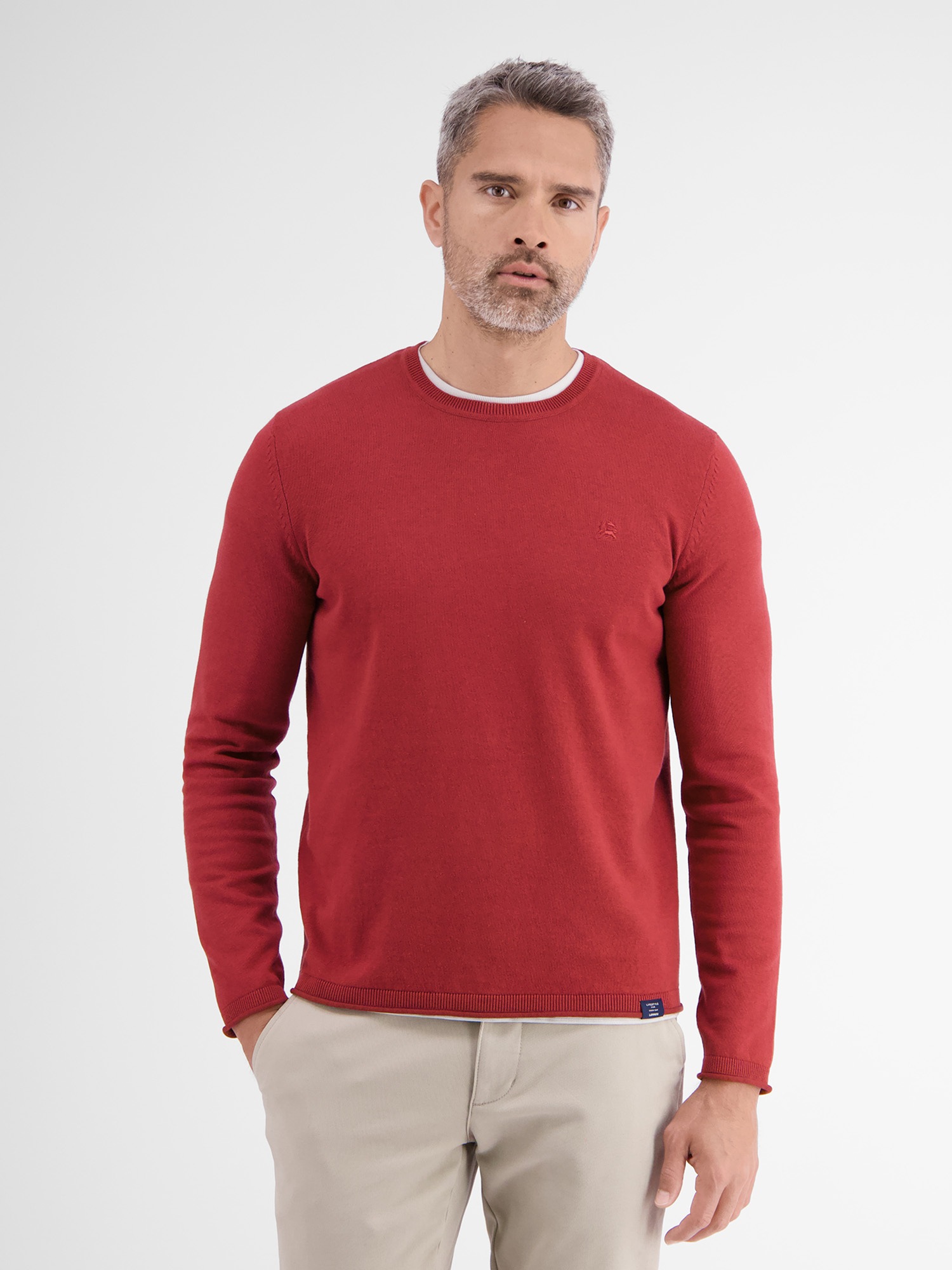 LERROS Strickpullover »LERROS Rundhalspullover, Flachstrick«