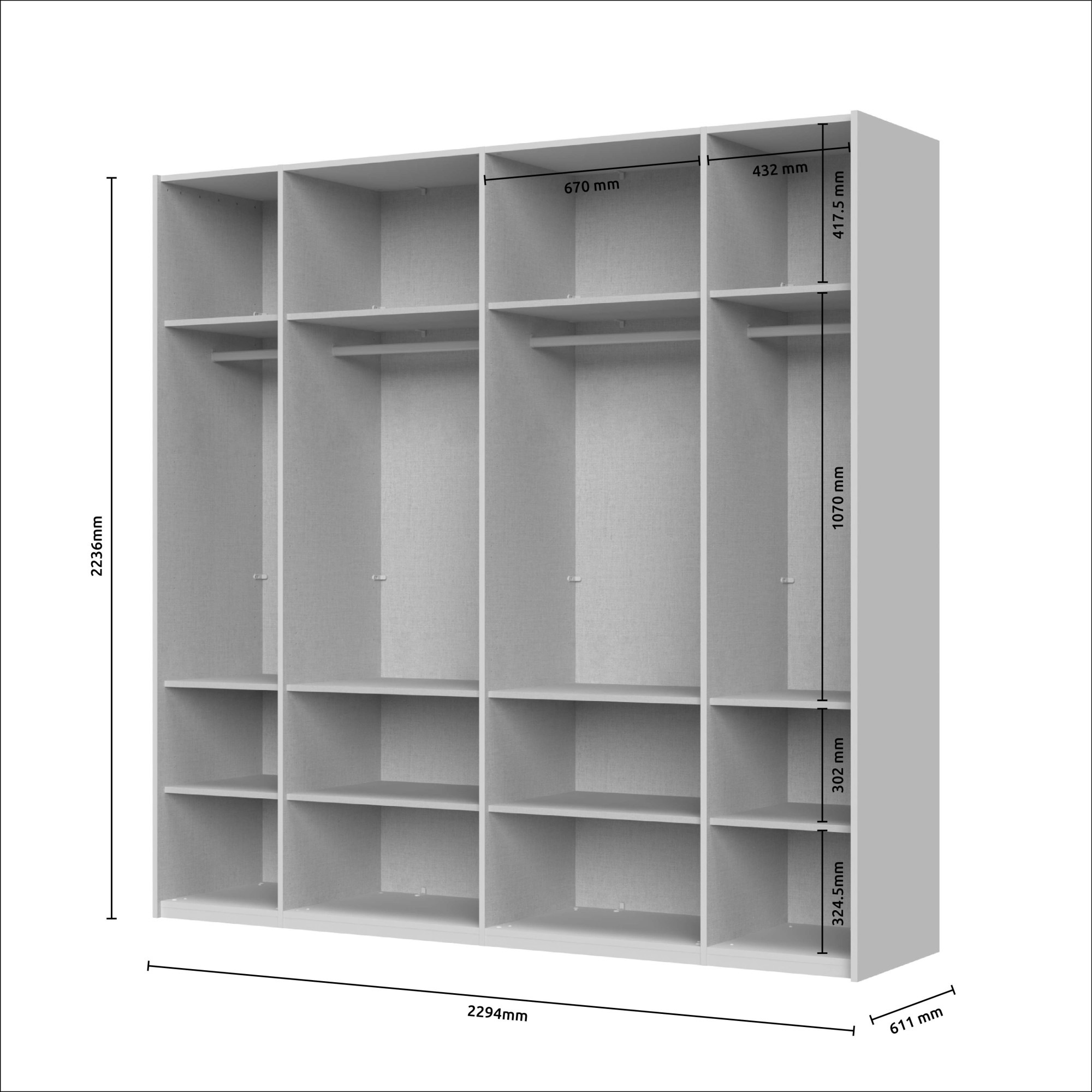 Places of Style Schwebetürenschrank »Opera Kleiderschrank, Schlafzimmerschrank, Garderobe, Schrank«, UV lackiert, Soft Close Funktion, Höhenverstellbare Füße