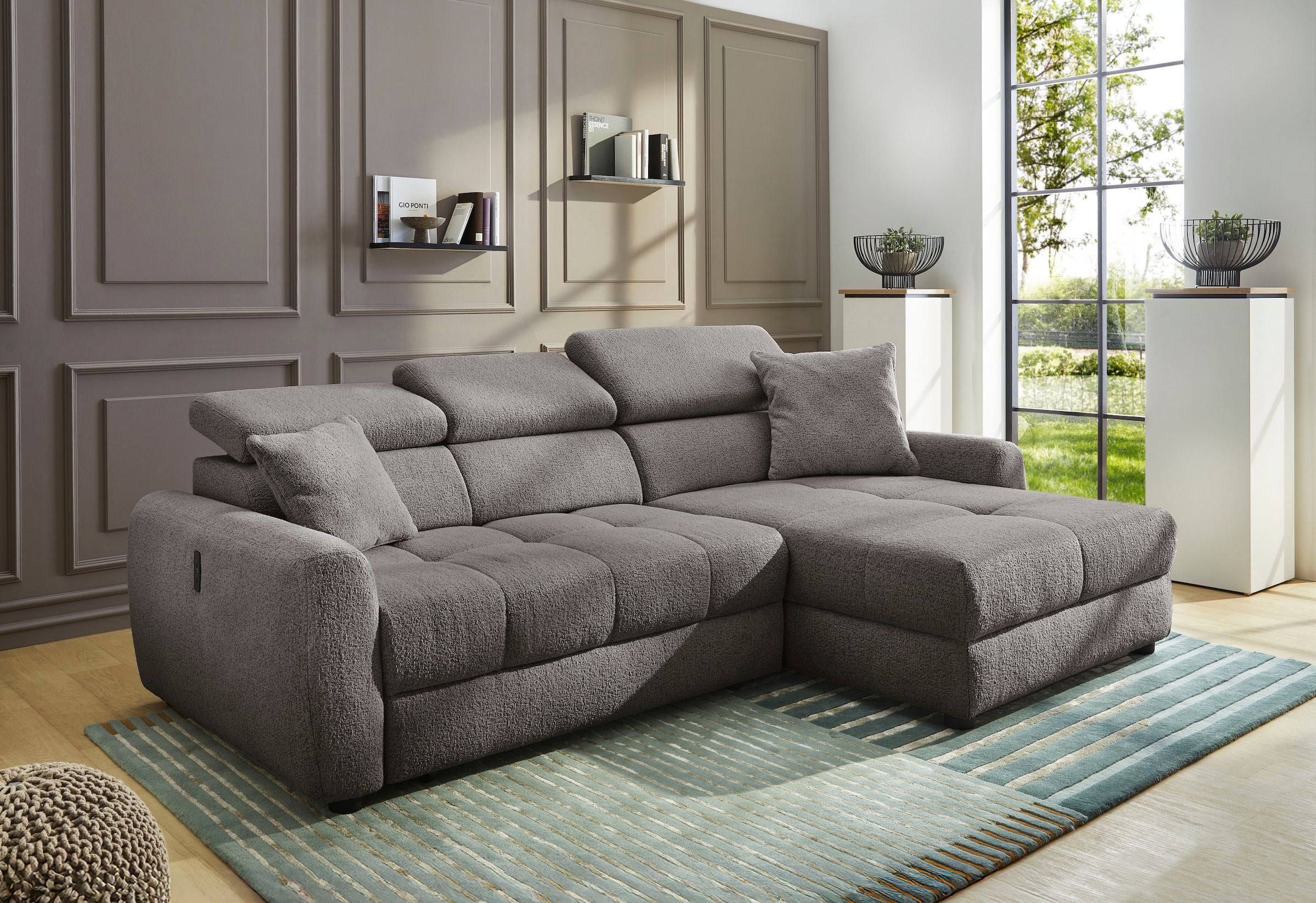 Jockenhöfer Gruppe Ecksofa »Move L-Form, B: 270 cm, mit 60 cm elektr. Sitztiefenverstellung« 140kg Belastbarkeit je Sitz, Kopfteilverstellung & USB-Anschluss