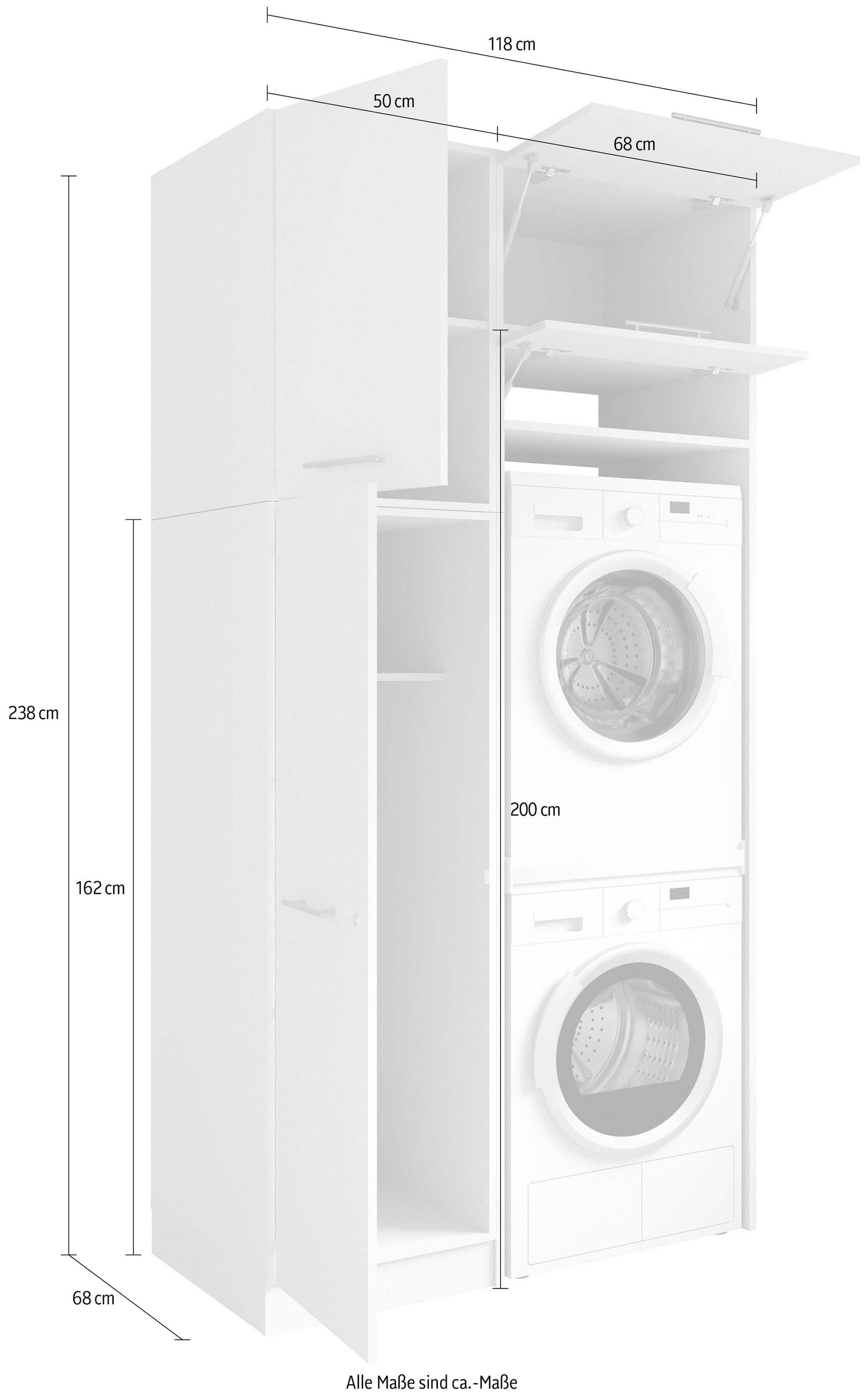 Laundreezy Mehrzweckschrank-Set »Laundreezy, 4-tlg. Mehrzweckschrank-Set B/H/T 118/238/68 cm« 4 Stk. tlg.