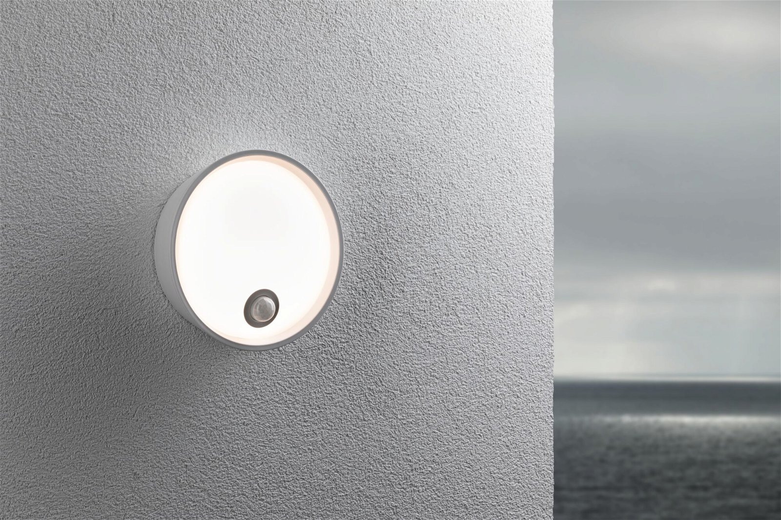 Paulmann LED Außen-Wandleuchte »Platomo IP44 rund 180mm 3000K 14,5W 1200lm 230V Kunststoff«, 1 flammig, Bewegungsmelder seewasserresistent