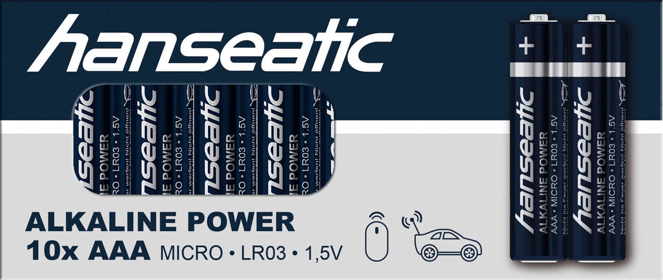 Hanseatic Batterie »40er Pack Alkaline Power, AAA Micro«, LR03, (Packung,  40 St.), bis zu 5 Jahren Lagerfähigkeit auf Raten kaufen