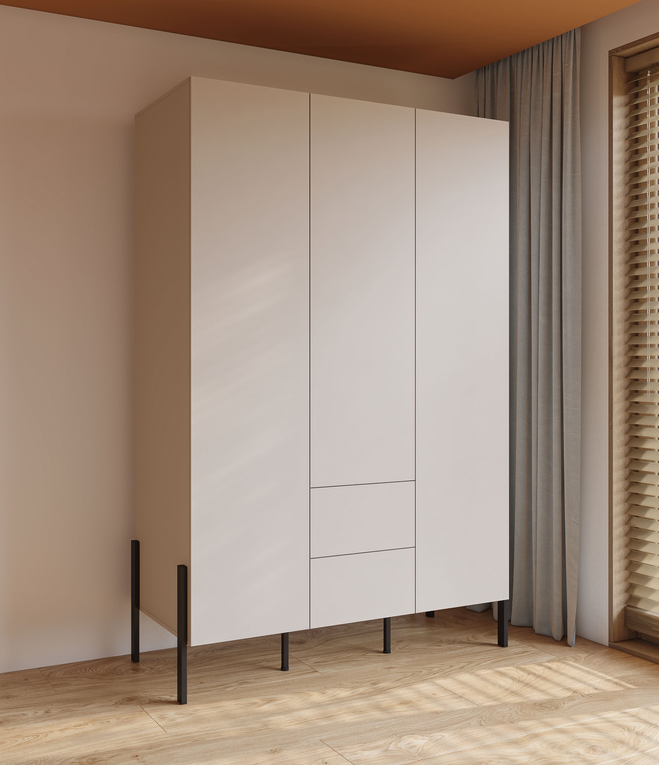Home affaire Drehtürenschrank »Jukon, moderner Kleiderschrank mit Metallfüßen«, (B/H/T 3-Türer: ca. 135/210/60 4-Türer ca: 180/210/60), push to open Funktion, passend zur JUKON Serie, viel Stauraum