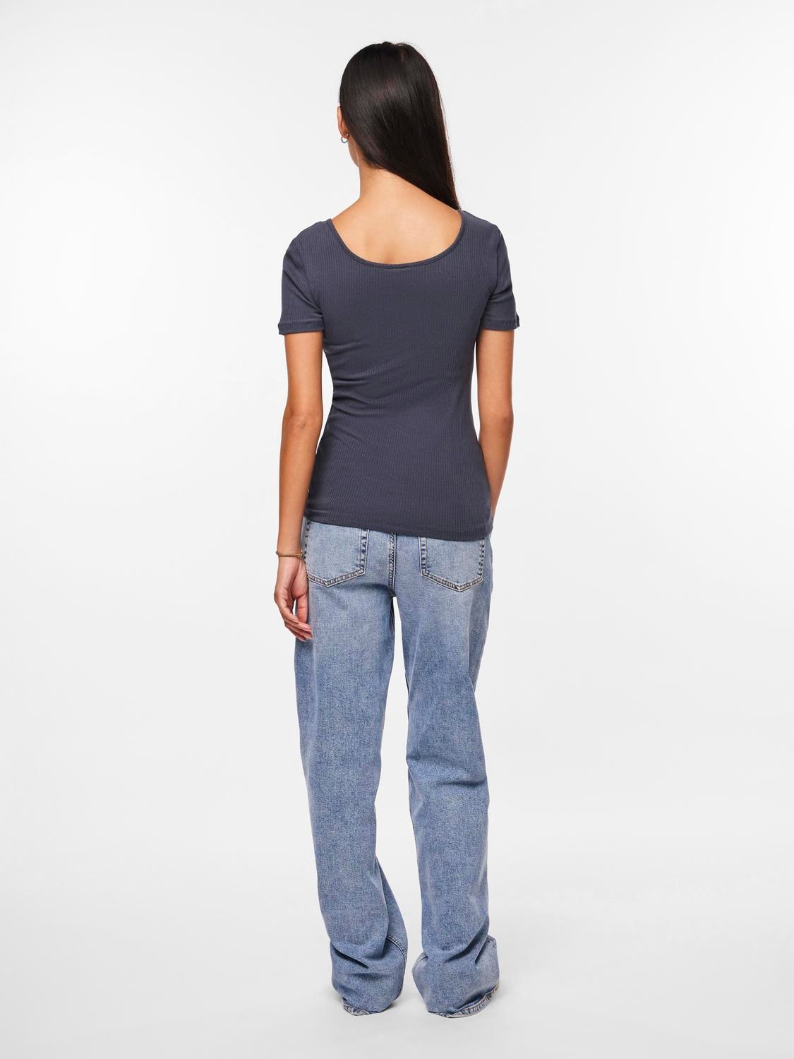 pieces Kurzarmshirt »PCKITTE SS TOP NOOS BC« Baumwollmischung, slim fit