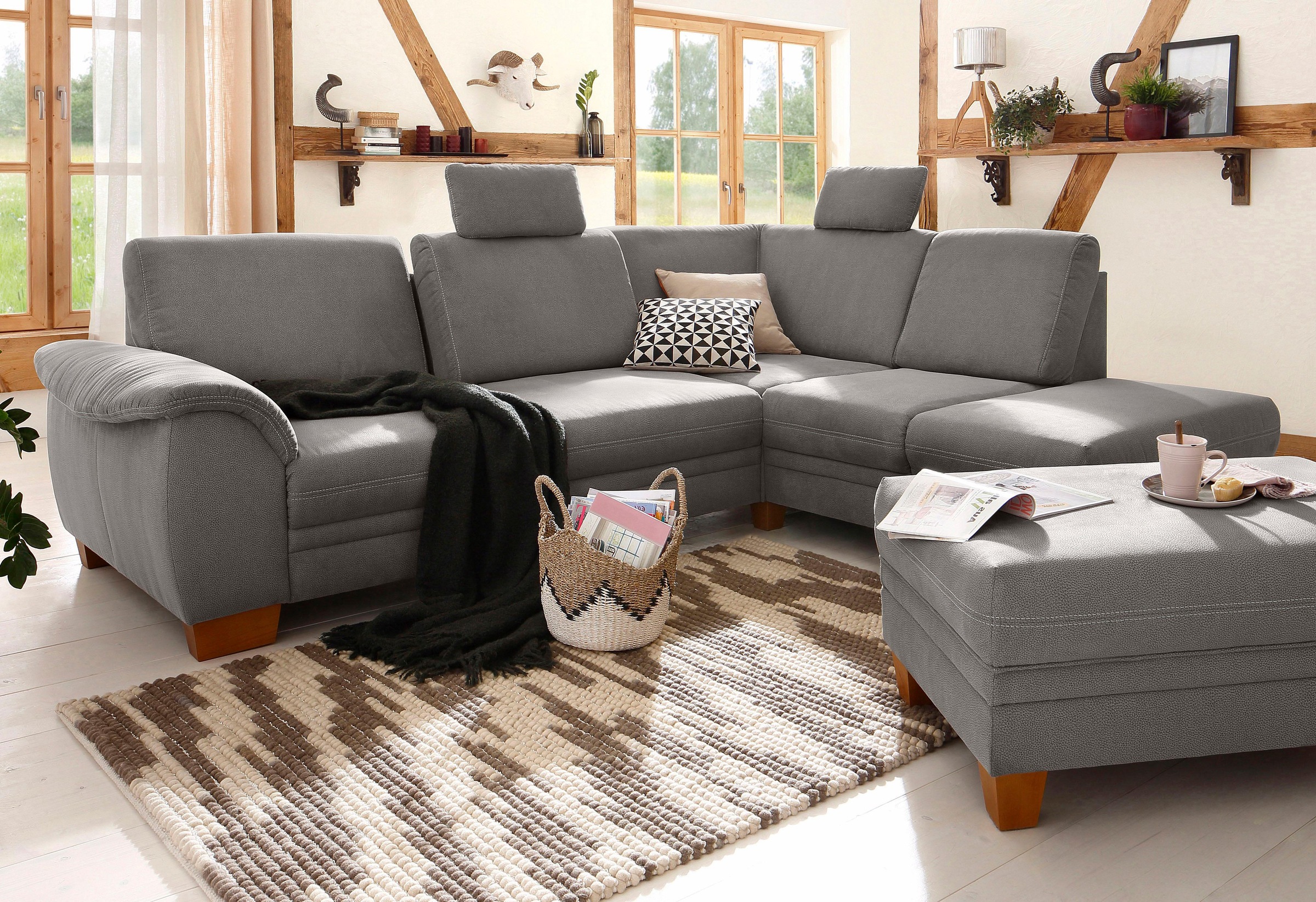 Home affaire Ecksofa »Husum L-Form«, mit Sitztiefenverstellung, Federkern-P günstig online kaufen