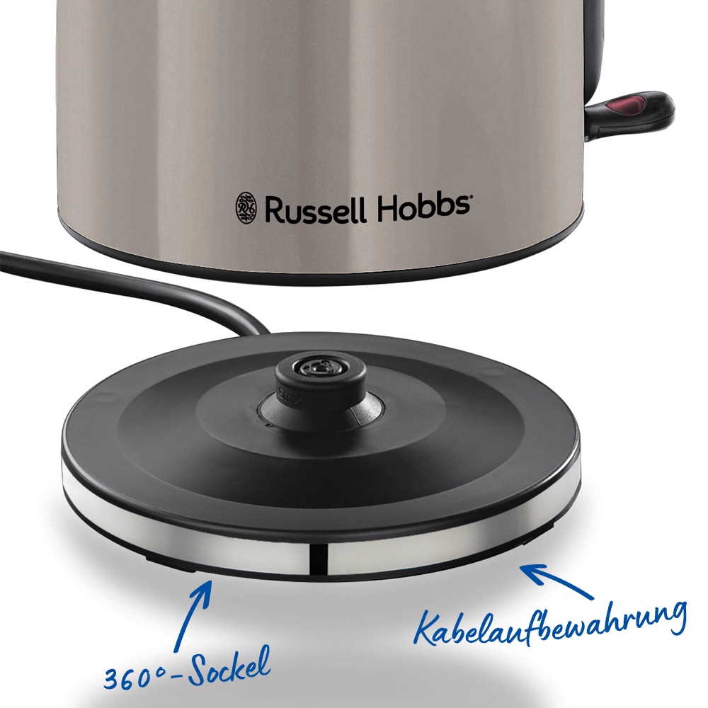 RUSSELL HOBBS Wasserkocher »Colours Plus+ Mocha 28511-70« 1,7 l 2400 W Edelstahl, Schnellkochfunktion, Perfect-pour-Ausgustülle, Kalkfilter
