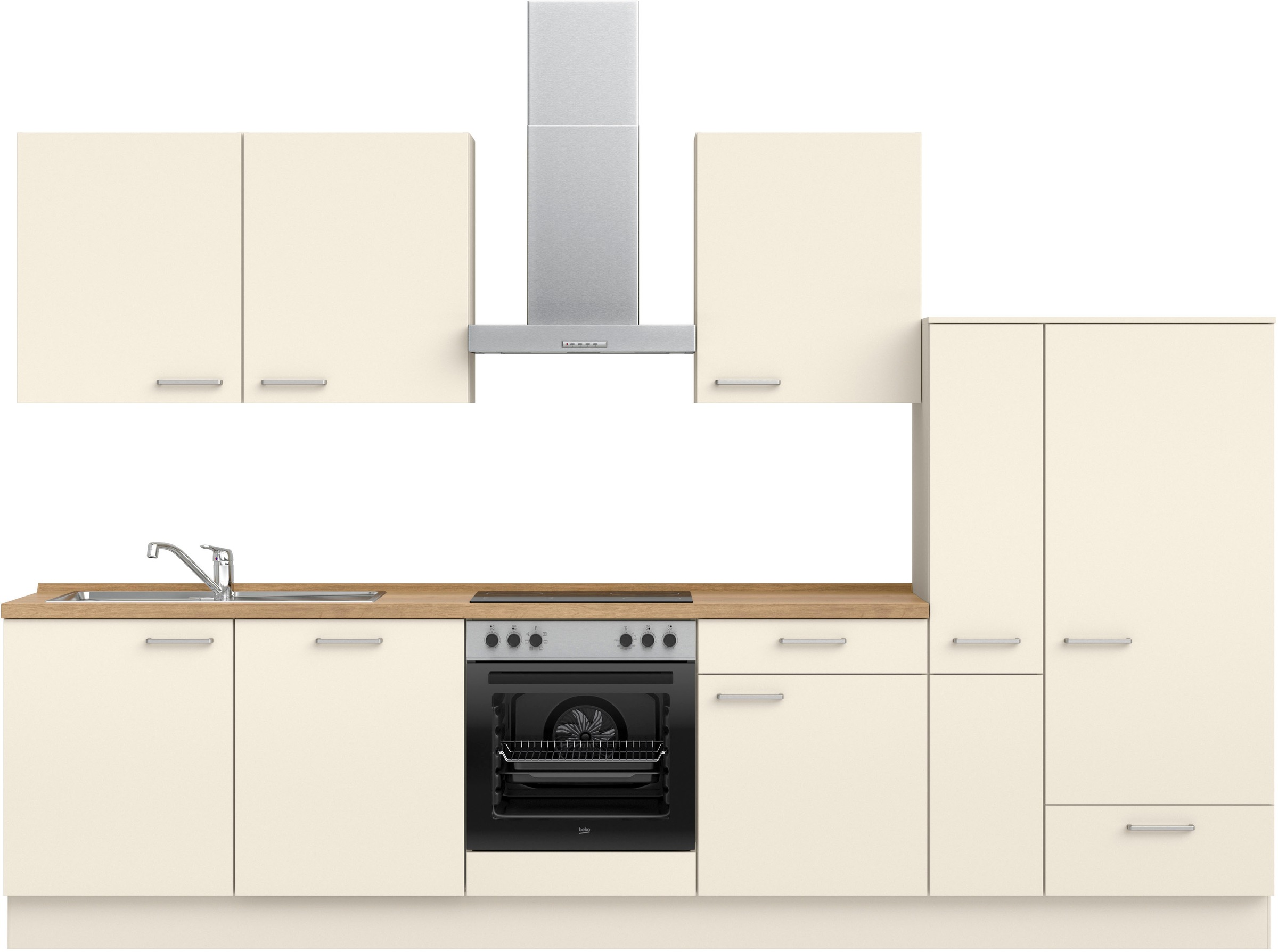 nobilia® Küchenzeile »"Touch I", NEU: individuell anpassbar mit gratis Profi-Beratung« vormontiert, Breite 330 cm, Ausrichtung wählbar, wahlw. mit E-Geräten