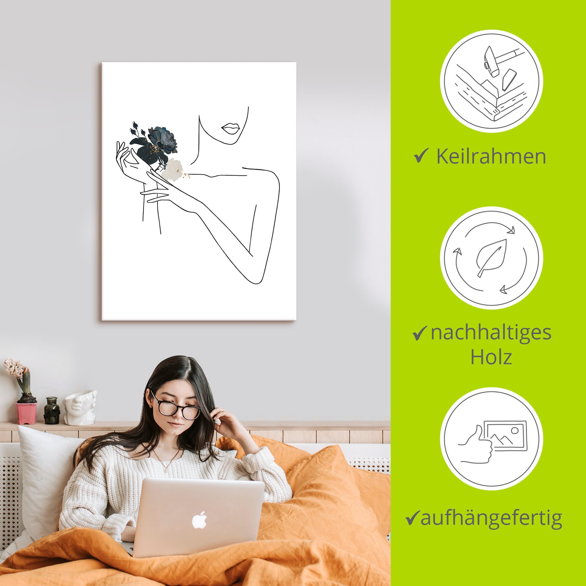 Artland Wandbild »Moderne LineArt Mädchen II«, Modebilder, (1 St.), als Alubild, Outdoorbild, Leinwandbild, Poster, Wandaufkleber
