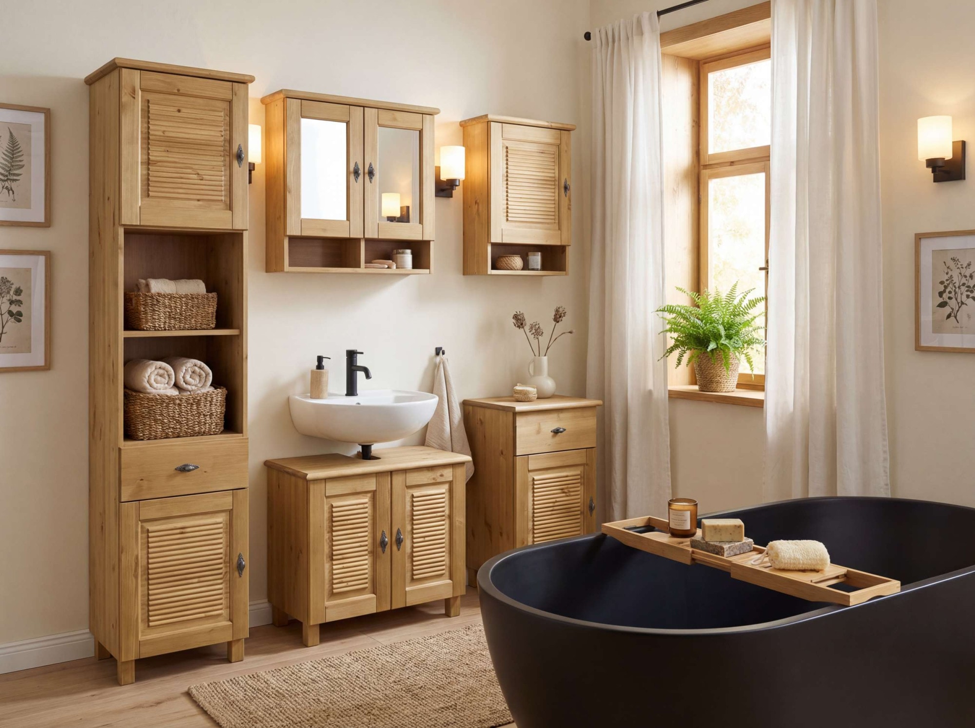 OTTO home Badezimmerspiegelschrank »Rauna« aus massiver Kiefer, Breite 64 cm, mit Spiegel, made in EU