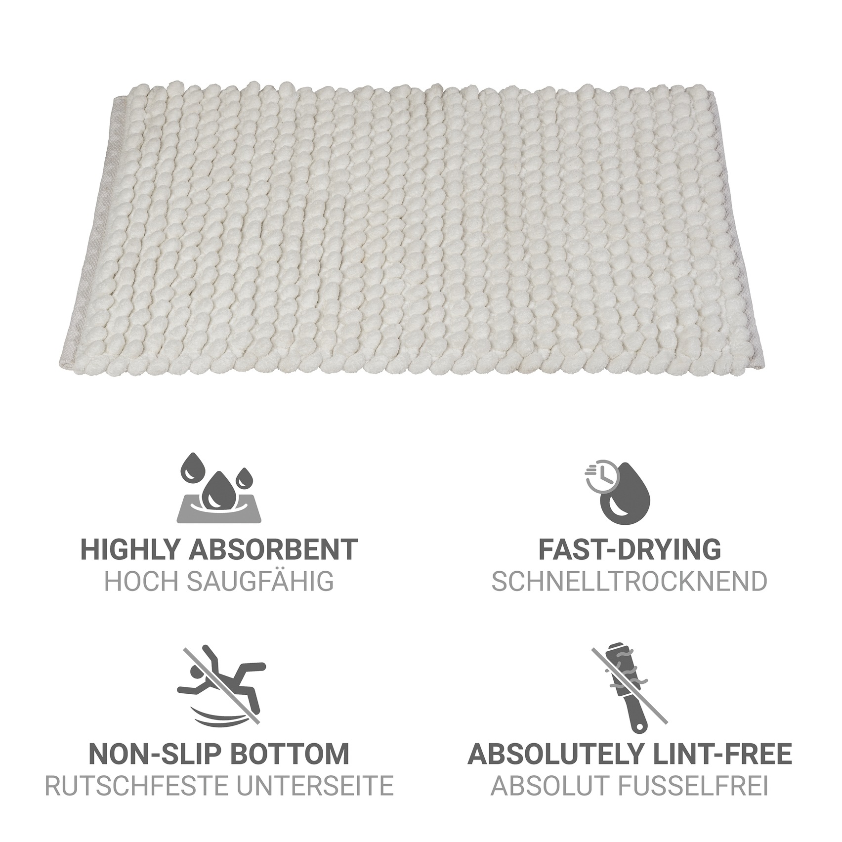 WENKO Badematte »Solivo« Höhe 30 mm rutschhemmend beschichtet mit moderner Struktur, fusselfrei, stark wasserabsorbierend