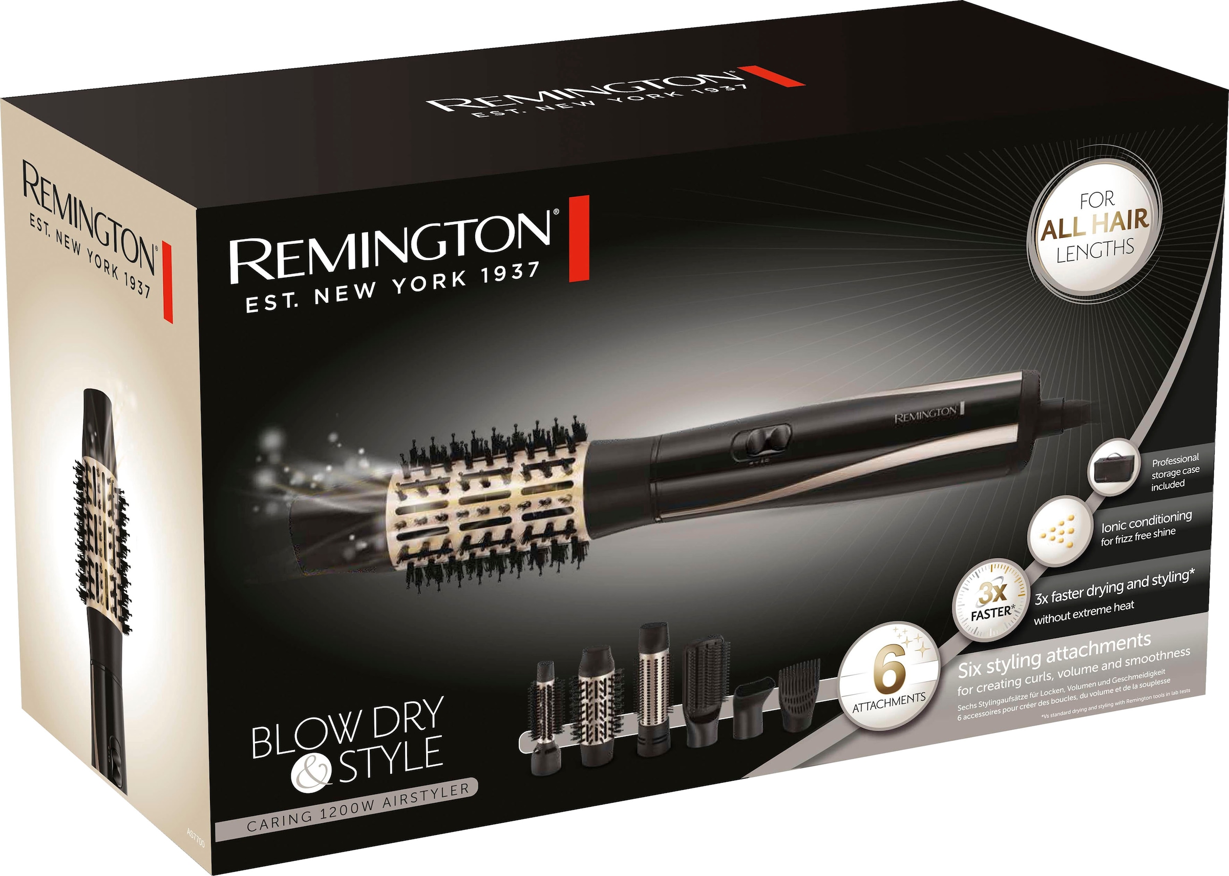 Remington Warmluftbürste »Blow Dry & Style AS7700«, 6 Aufsätze}, Airstyler/Rund-&Lockenbürste für kurze, mittellange & lange Haare