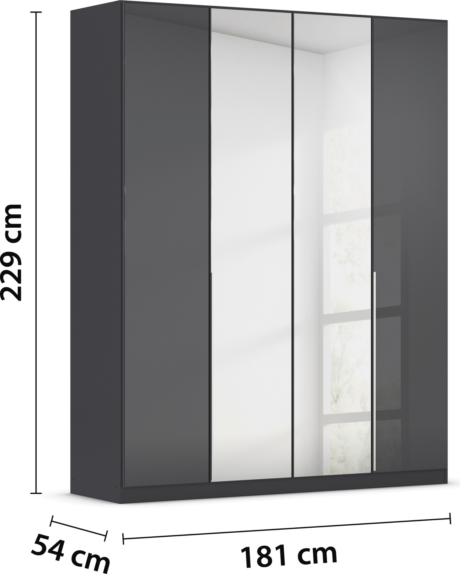 rauch Drehtürenschrank »Kleiderschrank Kleiderschränke Schrank Garderobe AGORDO mit Glasfront«, (in zwei Griff-Farben), durchdachte Innenausstattung, in 6 Breiten und 2 Höhen MADE IN GERMANY