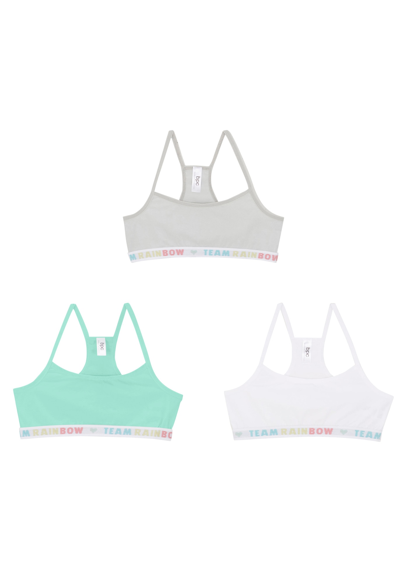 bonprix Bustier Packung, 3er,  aus Baumwolle und Elasthan, 3er-Pack, mit auffälligem Schriftzug