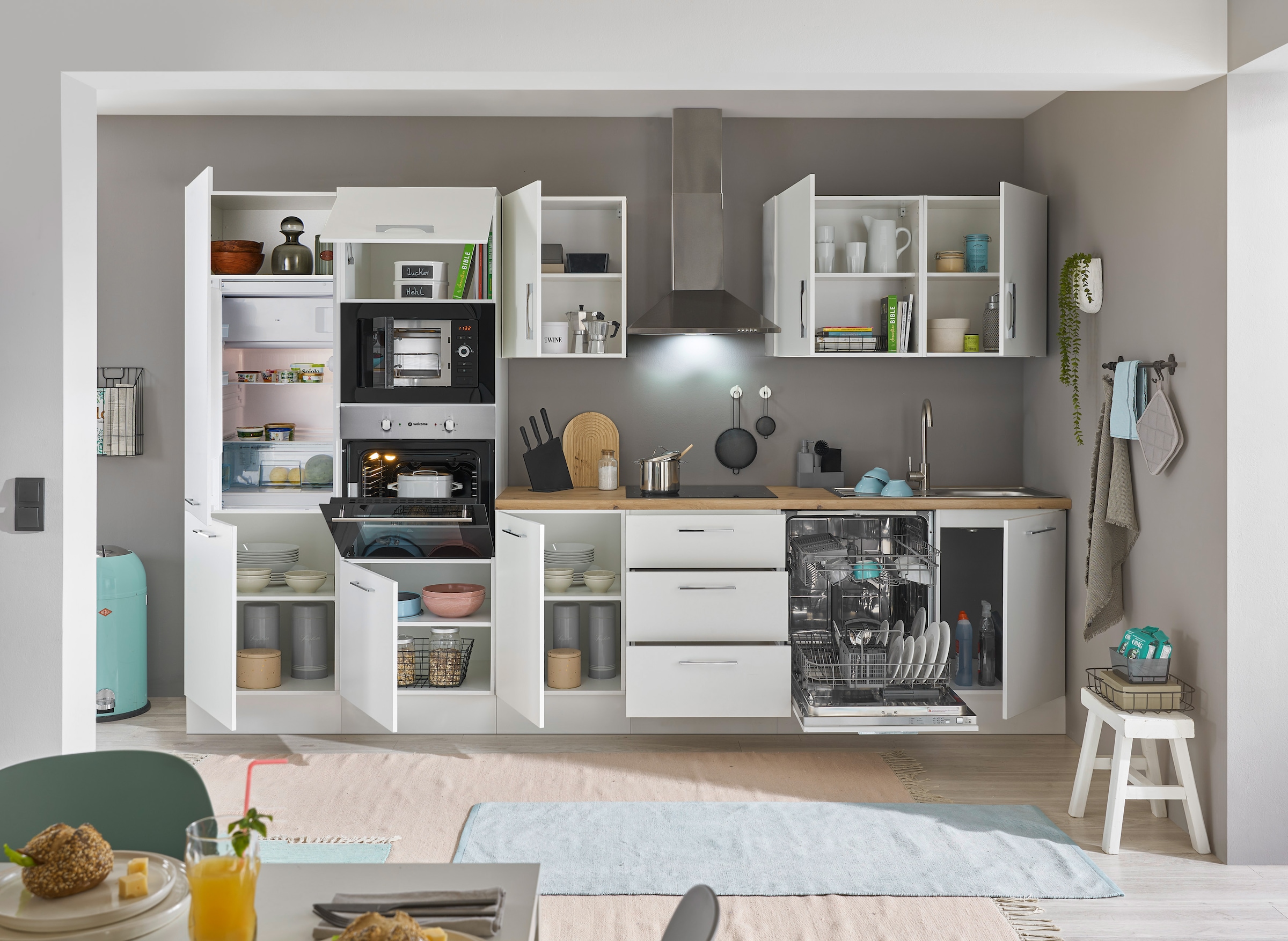BASIC by Balculina Küchenzeile »Turin«, Breite 340 cm, wahlweise mit E-Geräten