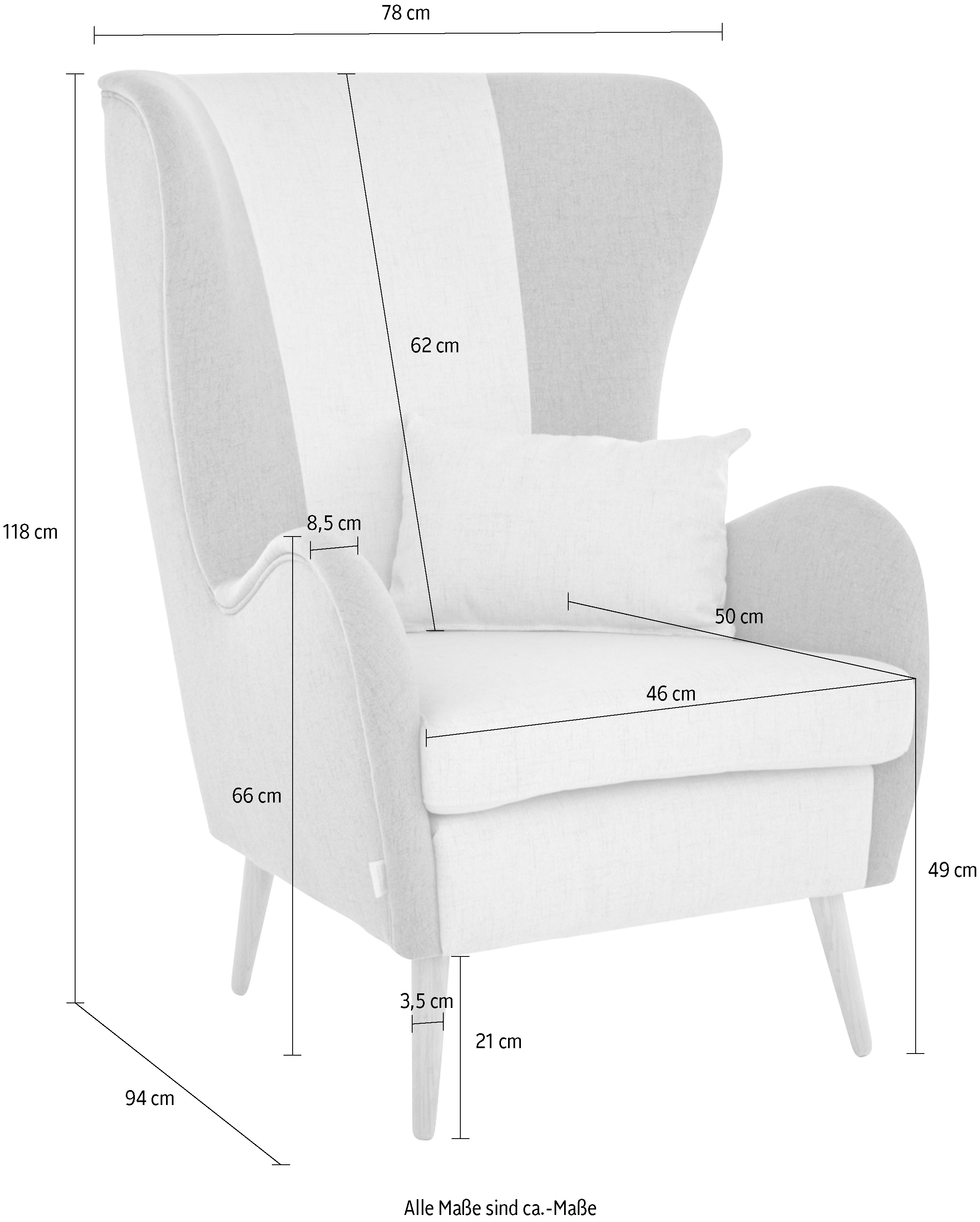 Guido Maria Kretschmer Home&Living Sessel »Salla Bezug Bouclé oder Struktur fein«, wahlweise mit oder ohne Hocker; großer Sessel: Maße B/T/H: 78/94/118cm