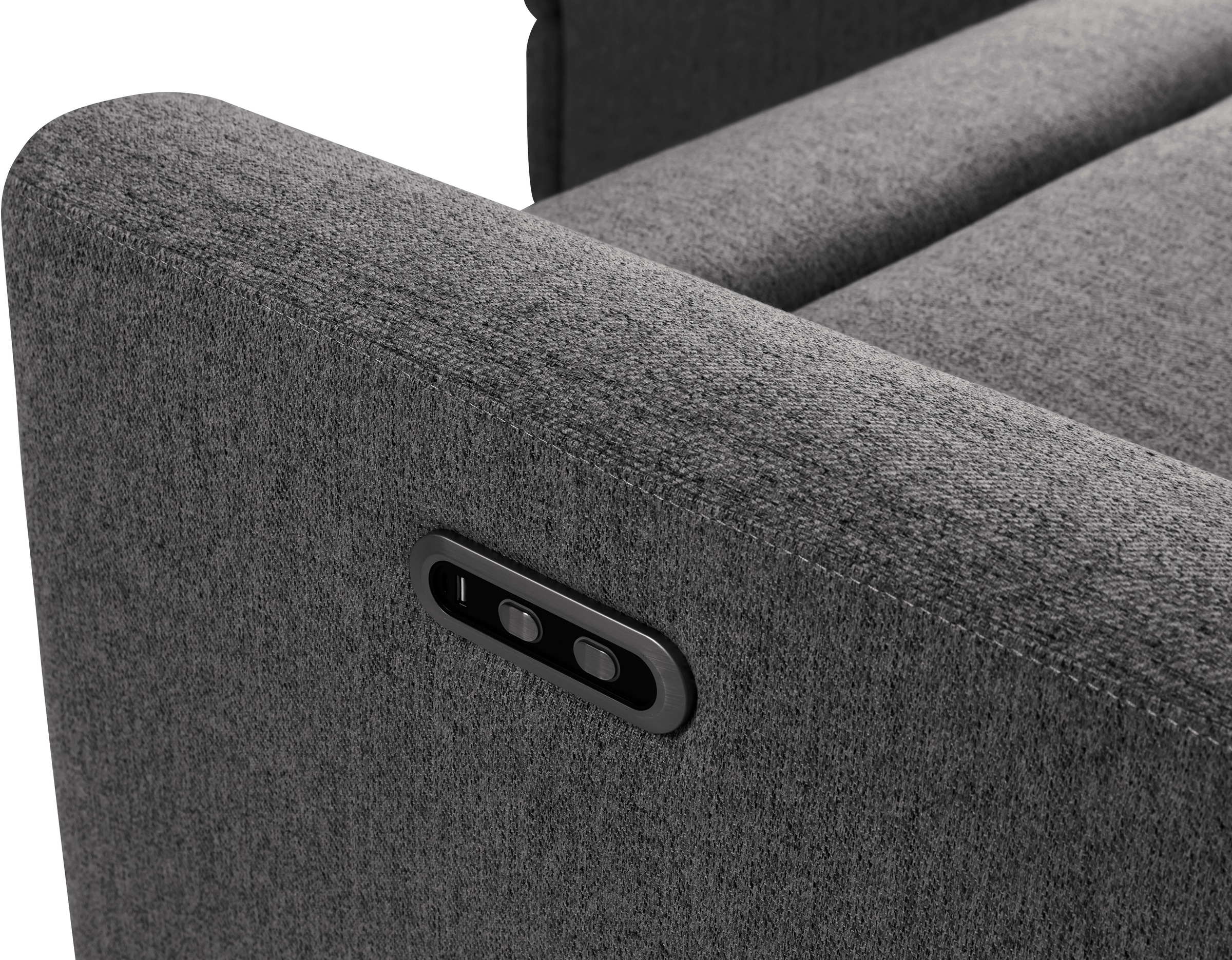 INOSIGN Ecksofa »JENNA, L-Form, 209cm, manuelle u. elektrische Funktion, mit USB A/C,«, Liegefunktion 105°-150°, Federkern, Struktur fein