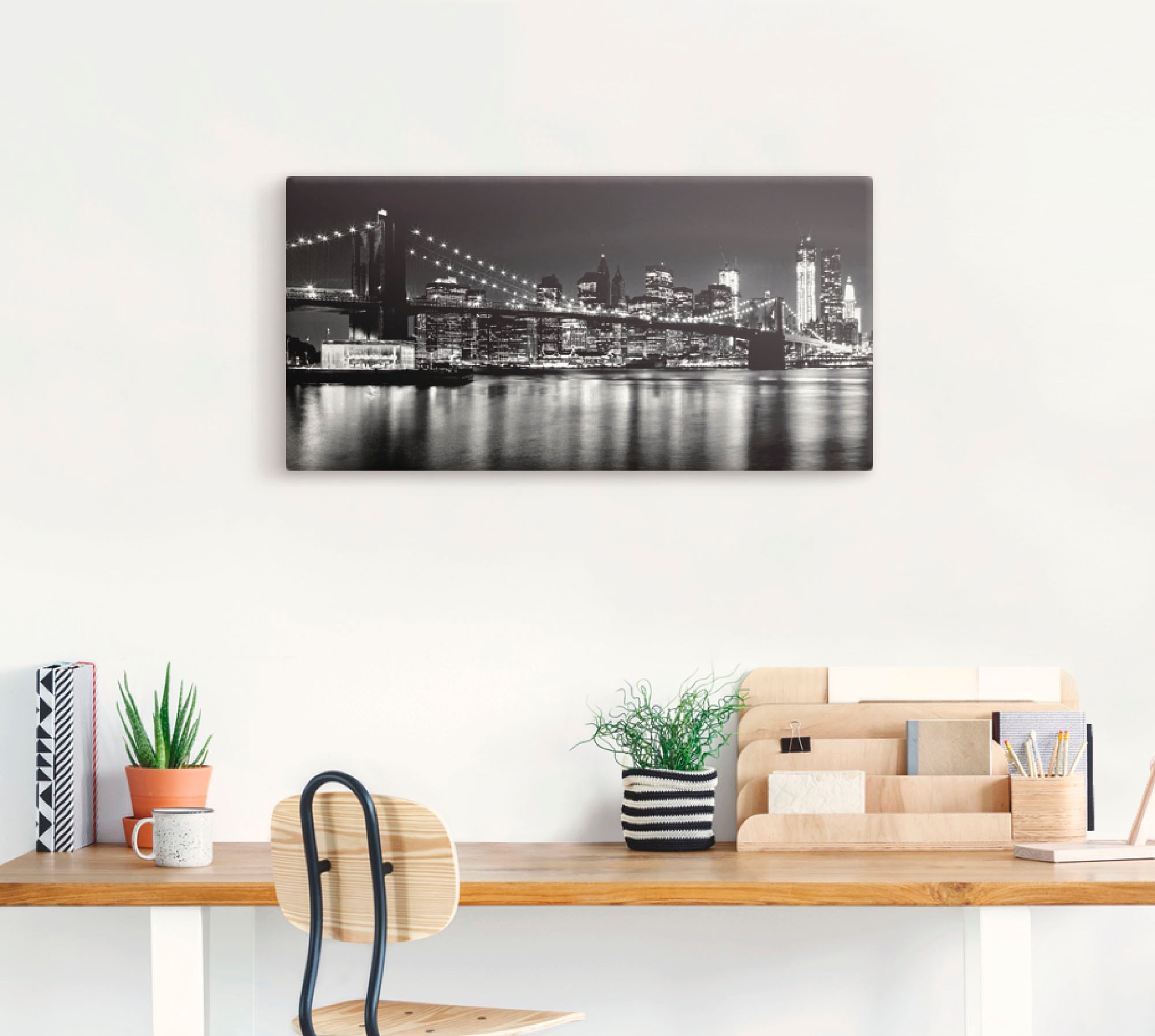Artland Leinwandbild »Nächtliche Skyline Manhattan I« Amerika 1 Stk. tlg. auf Holzrahmen gespannt