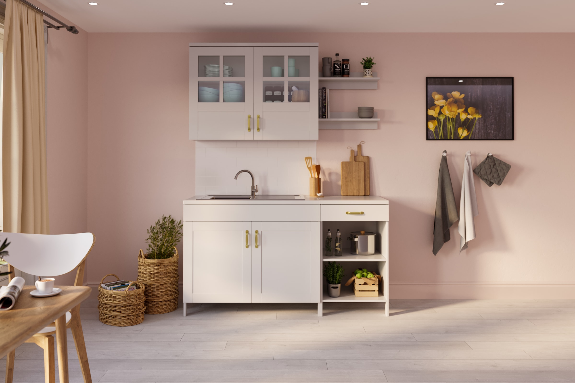 Home affaire Küchenzeile »Alba«, Breite 150 cm, Kiefer massiv, ohne E-Geräte