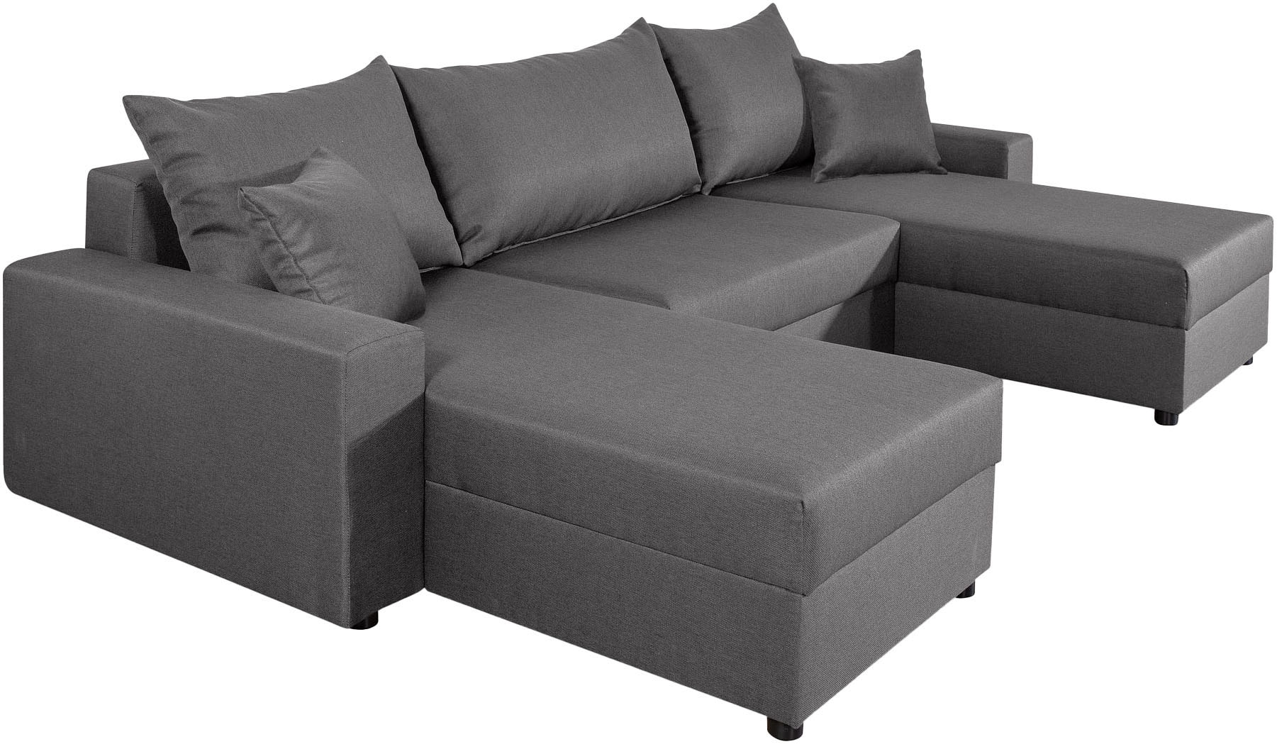 COLLECTION AB Wohnlandschaft »Pico U-Form, Breite 252, mit Armlehne Schlaffunktion, Bettkasten«, Wohnlandschaft,2 X Ottomane,Polyätherschaum Polsterung