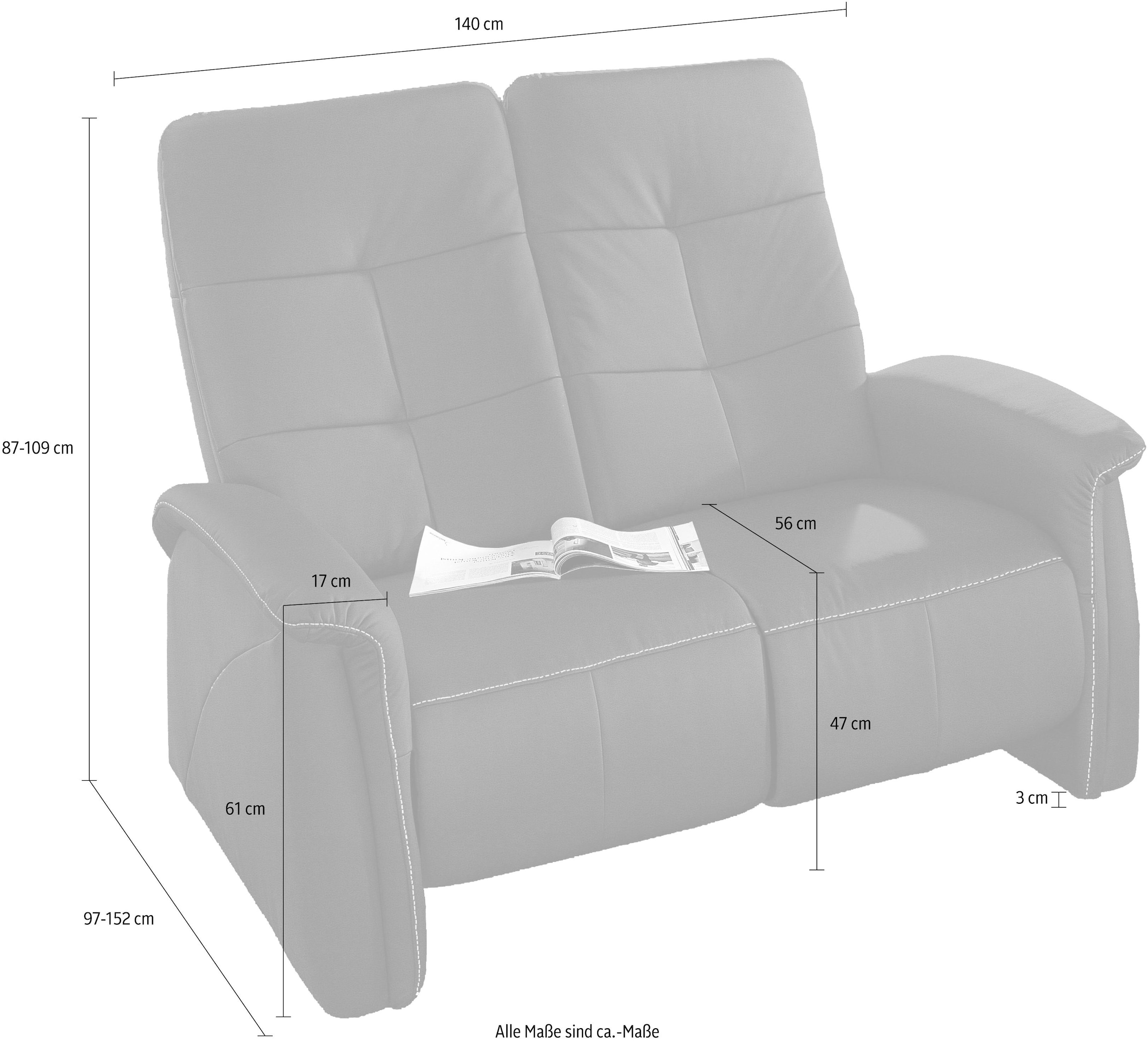 exxpo - sofa fashion 2-Sitzer »Tivoli, Kinosofa, bequem und komfortabel durch die Relaxfunktion«, (2-sitzig), schmale Armlehnen, hohe Rückenlehne
