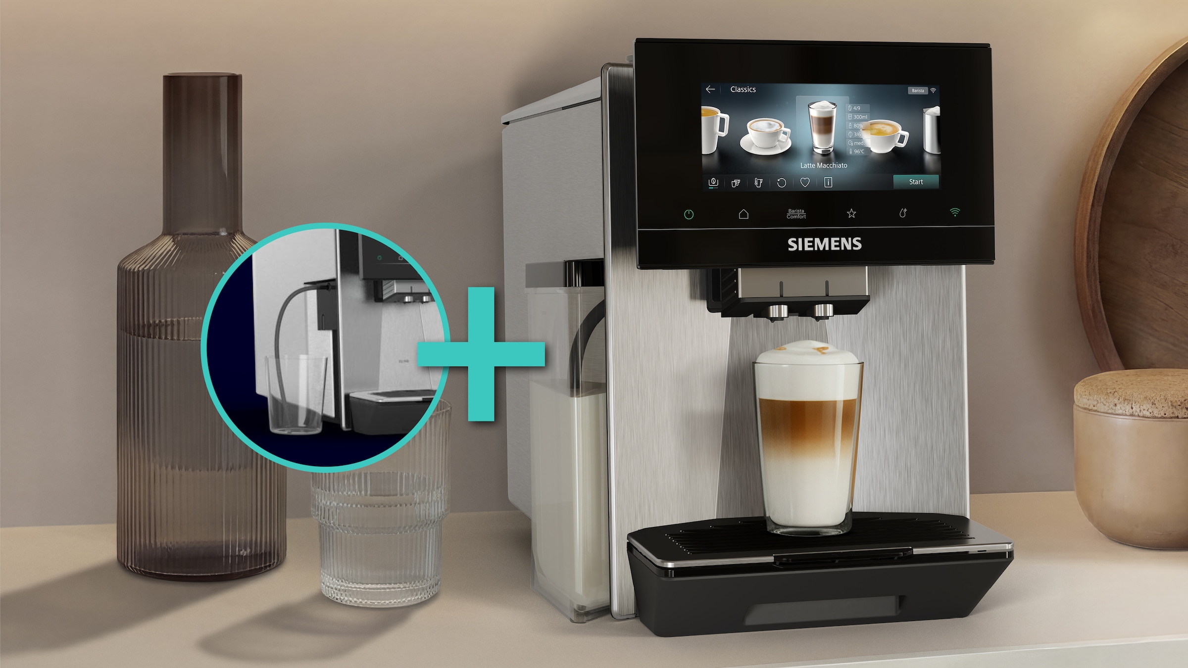 SIEMENS Kaffeevollautomat »EQ900 TQ923E43, 41 versch. Getränke, XL-Getränke, Doppeltassenfunktion« farbiges 6.8'' TFT-Display, individuelle Aromaeinstellung, Edelstahl
