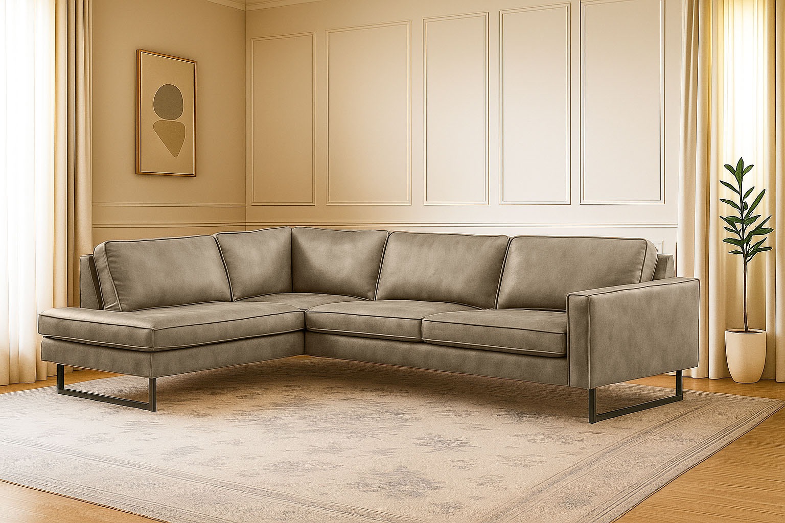 Home affaire Ecksofa »Pinto, 290 cm, Cord, Chenille, Lederoptik, Ottomane l günstig online kaufen