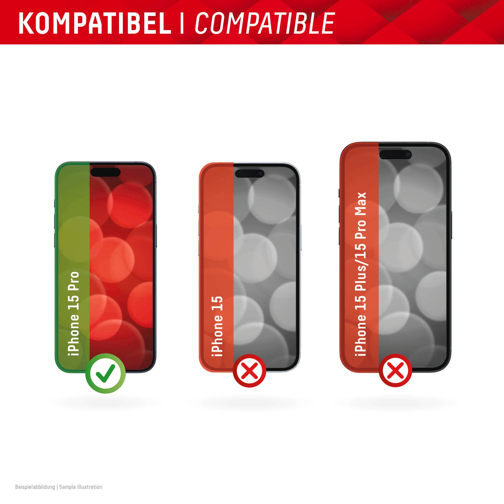 Displex Displayschutzglas »Real Glass + Case« für Apple iPhone 15 Pro Displayschutzfolie Displayschutz Rundumschutz 360 Grad splitterfest