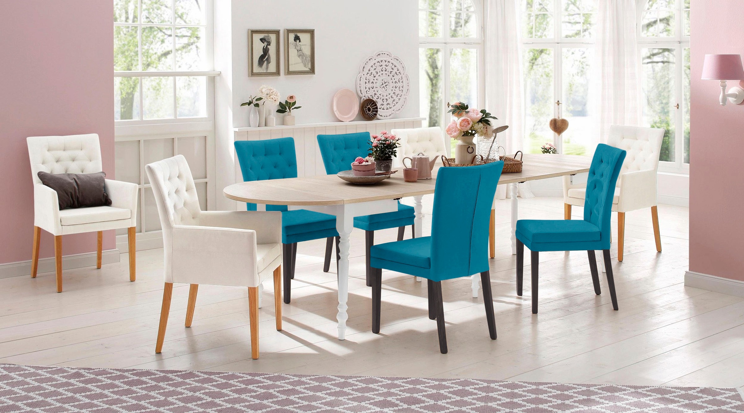 Home affaire 4-Fußstuhl »Colorado«, (Set), 2 St., Luxus-Microfaser, Beine aus Buche, wengefarben lackiert, Im 2er, 4er oder 6er-Set