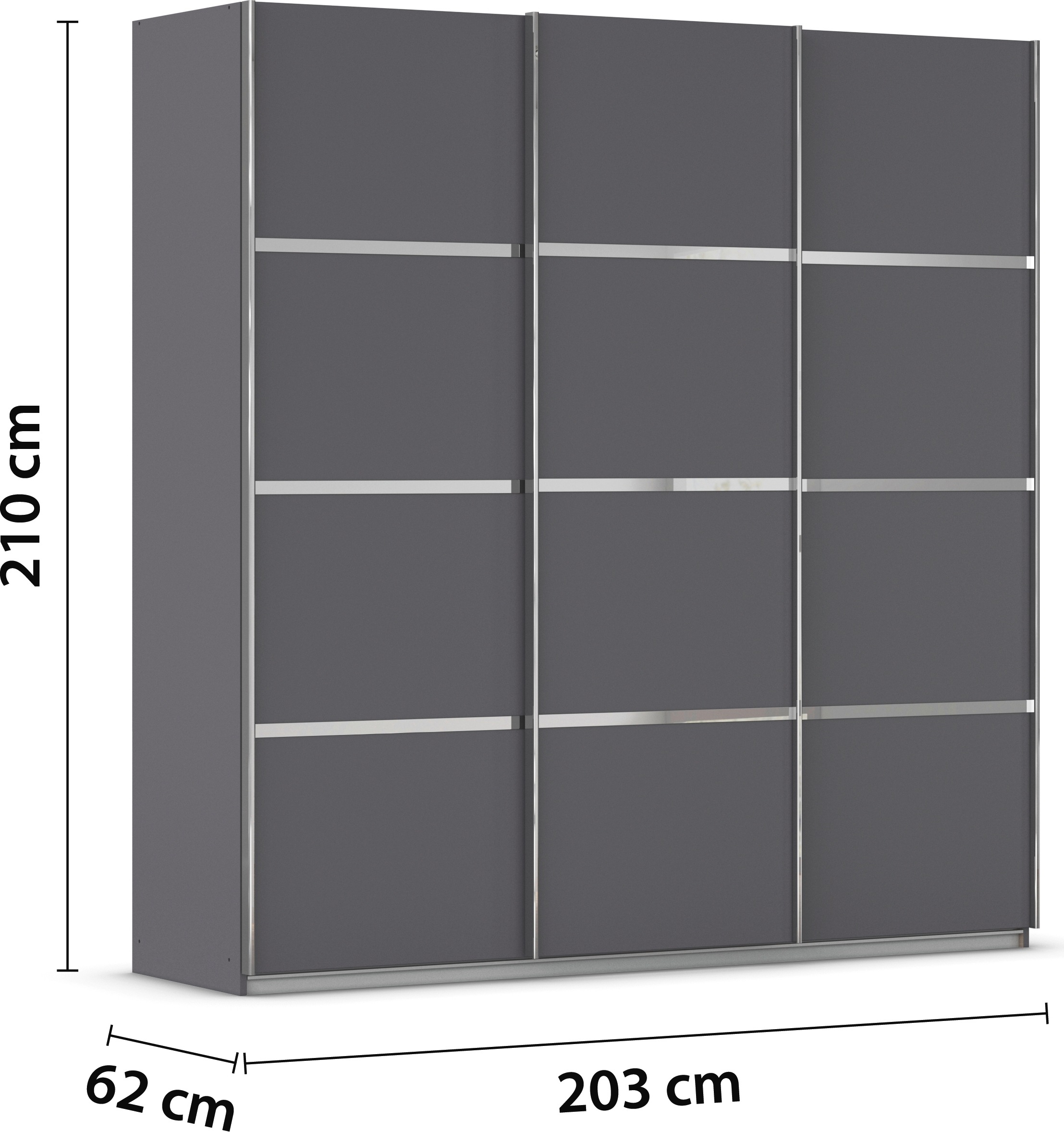 rauch Kleiderschrank »Schwebetürenschrank OTTO´s Choice Garderobe Schrank TOP ANGEBOT Avola«, (in 3 verschiedenen Ausstattungen BASIC/CLASSIC/PREMIUM), mit eleganten Zierleisten in Chrom, Schwarz oder Weiß MADE IN GERMANY