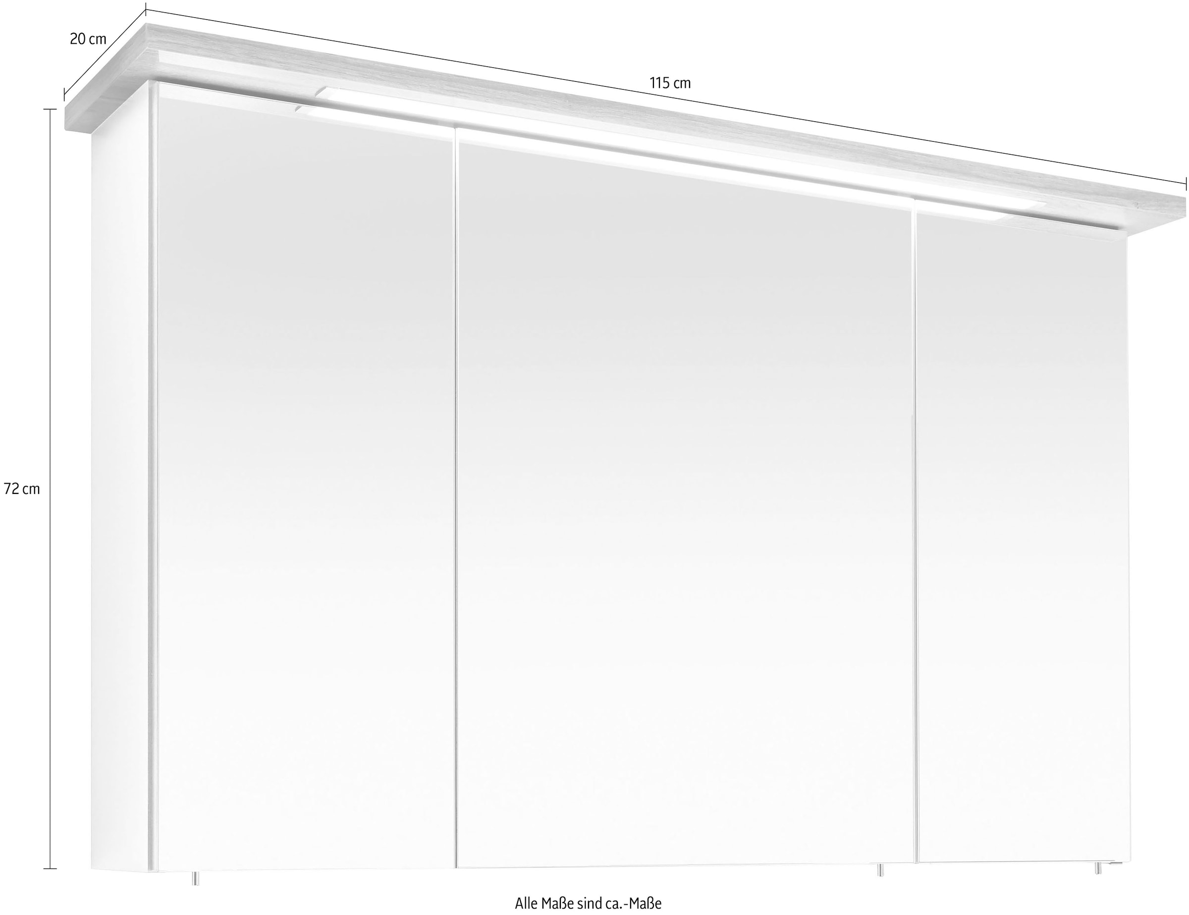 PELIPAL Spiegelschrank »Quickset 923«, Breite %Sale jetzt eingelassene 3-türig, Steckdosenbox im cm, LED-Beleuchtung, 115