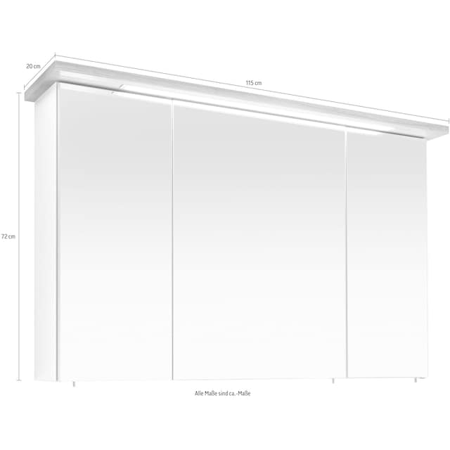 PELIPAL Spiegelschrank »Quickset 923«, Breite 115 cm, 3-türig, eingelassene  LED-Beleuchtung, Steckdosenbox jetzt im %Sale