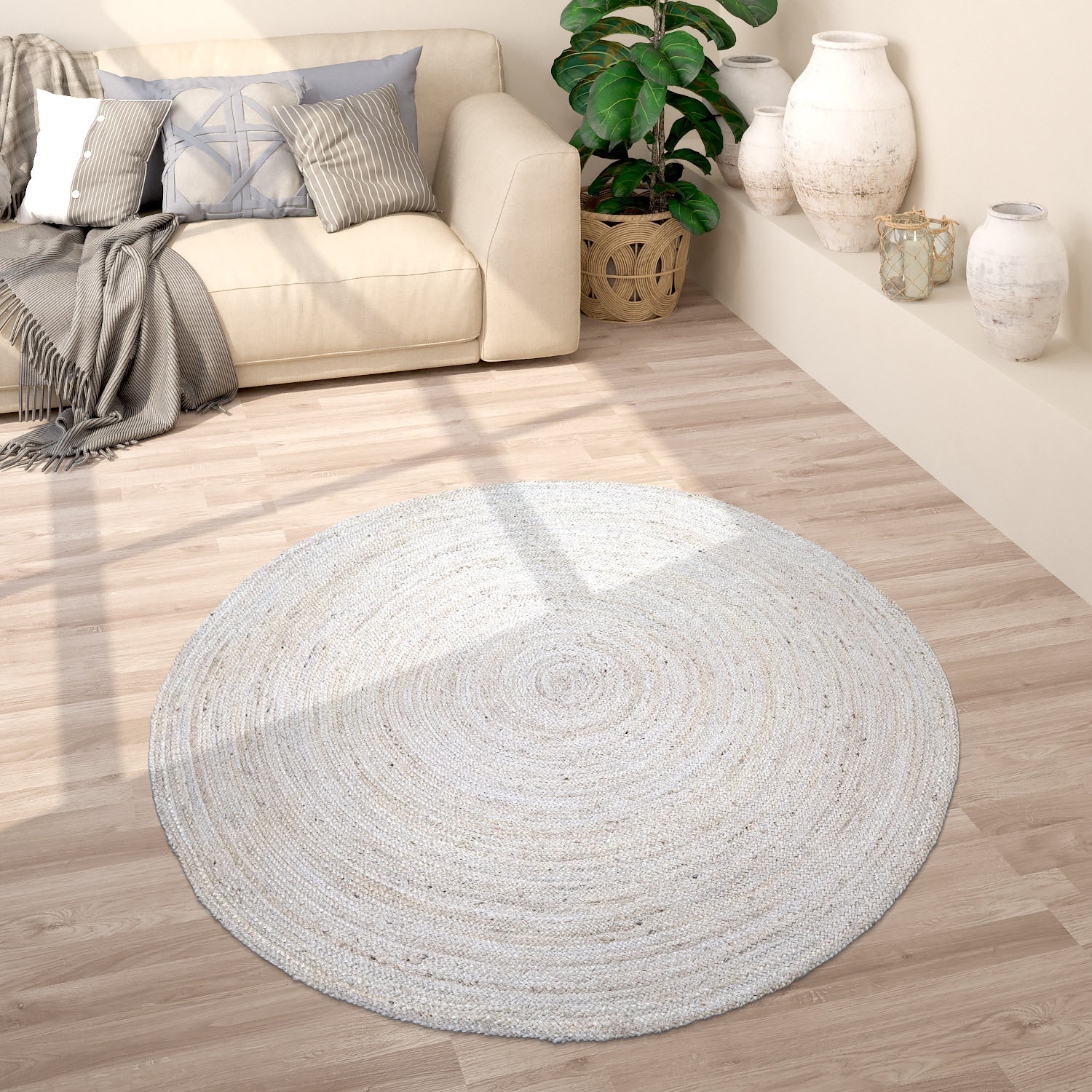 Paco Home Teppich »Viborg 595«, rund, 13 mm Höhe, Jute, Modern, Boho, Handg günstig online kaufen