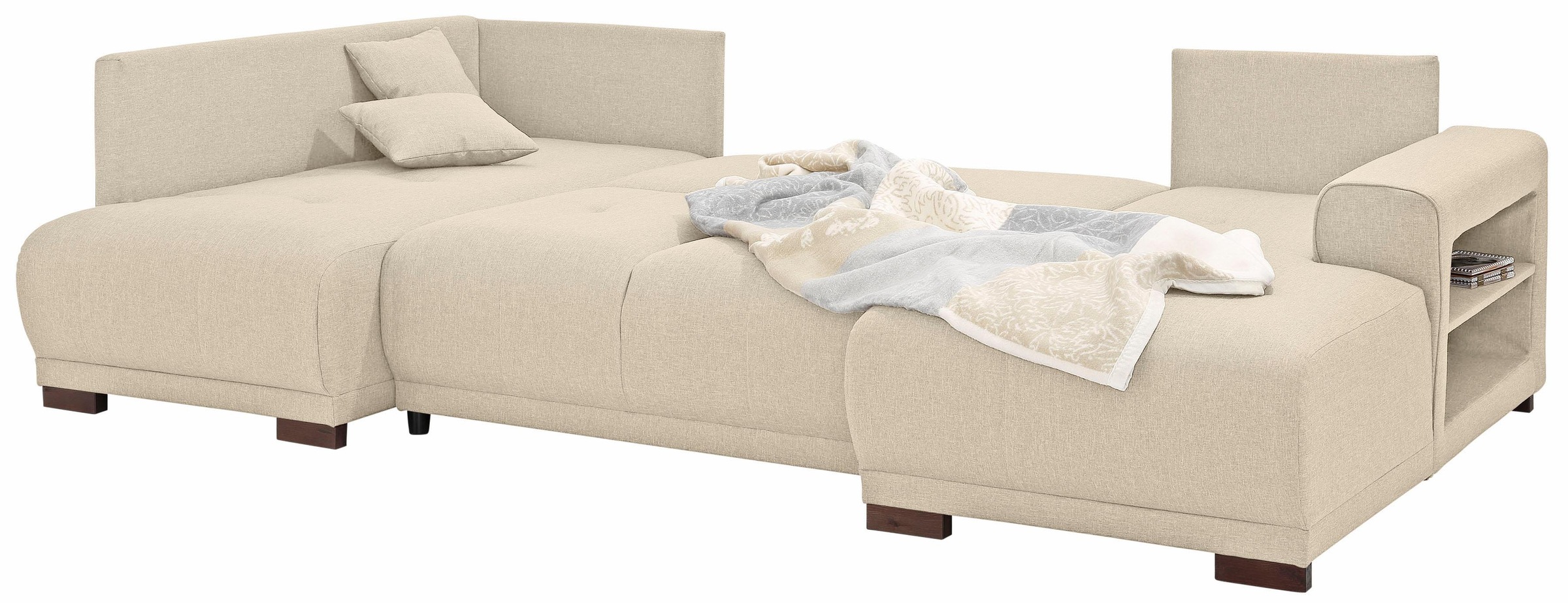 Home affaire Wohnlandschaft »Viborg U-Form«, mit Regal in der Armlehne, wahlweise mit Bettfunktion