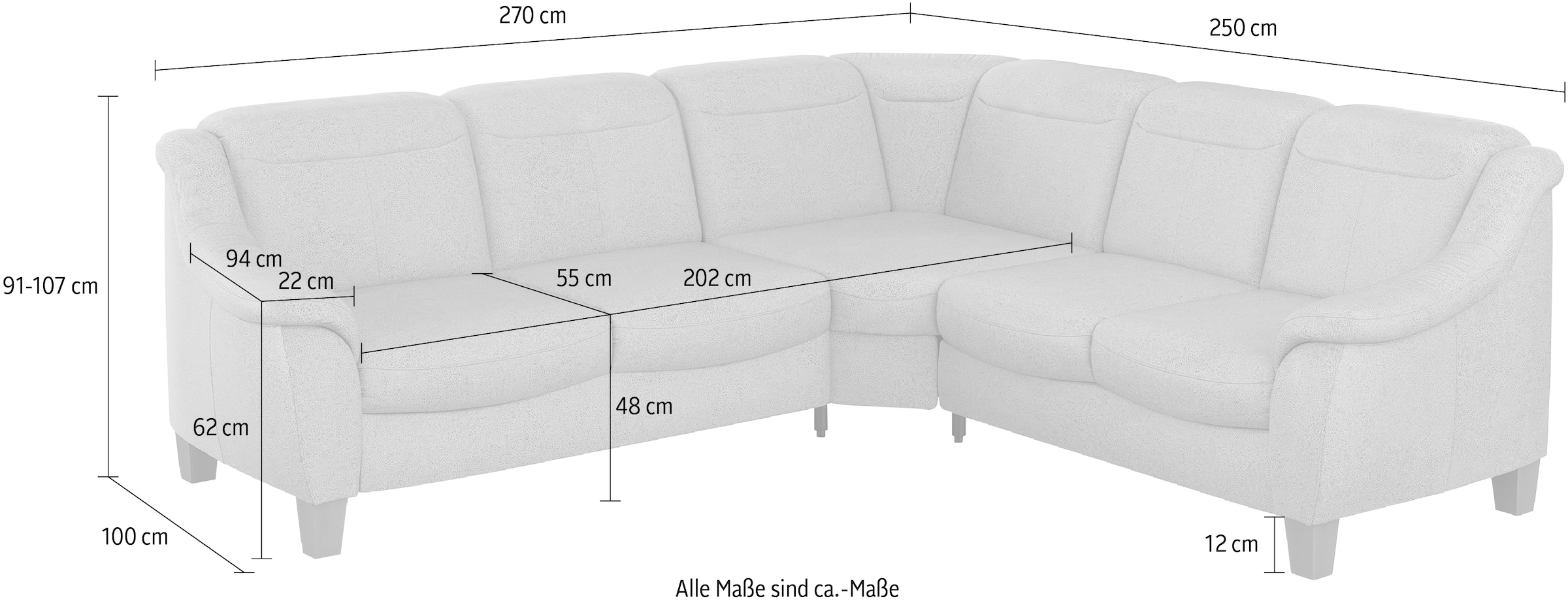 Home affaire Ecksofa »Caldera L-Form«, Federkern, wahlweise mit Kopfteilverstellung, Bettfunktion, Bettkasten