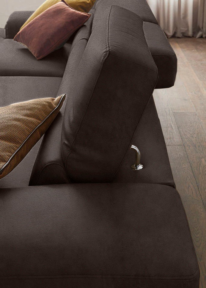 W.SCHILLIG Ecksofa »piedroo, Designsofa mit tollem Sitzkomfort, bequem und elegant, L-Form«, Kopfteilverstellung, wahlweise mit Sitztiefenverstellung, Breite 343cm