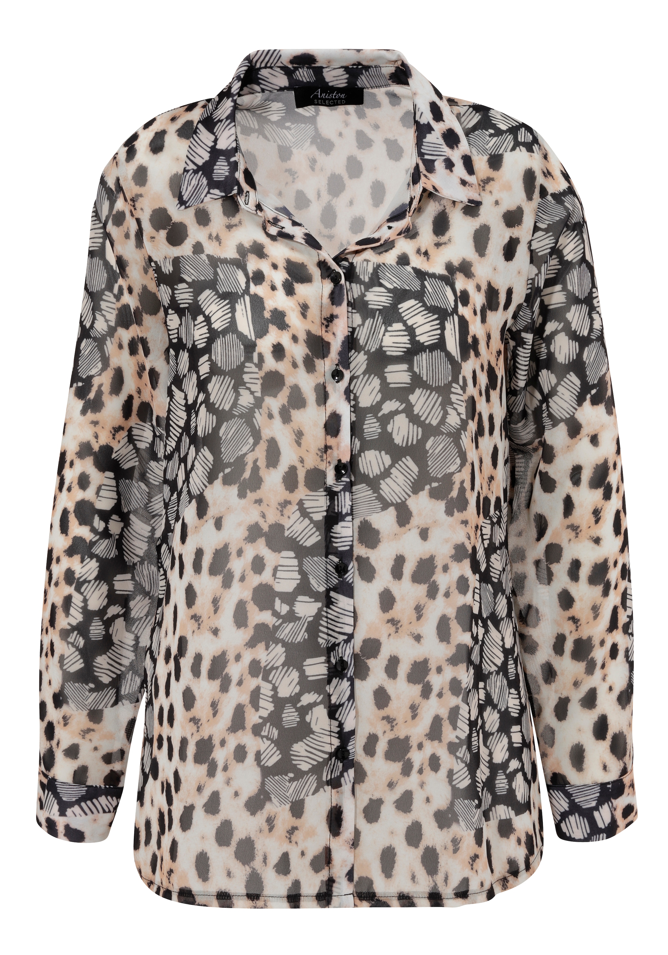 Aniston SELECTED Hemdbluse, mit Animal-Print Mix - Jedes Teil ein Unikat