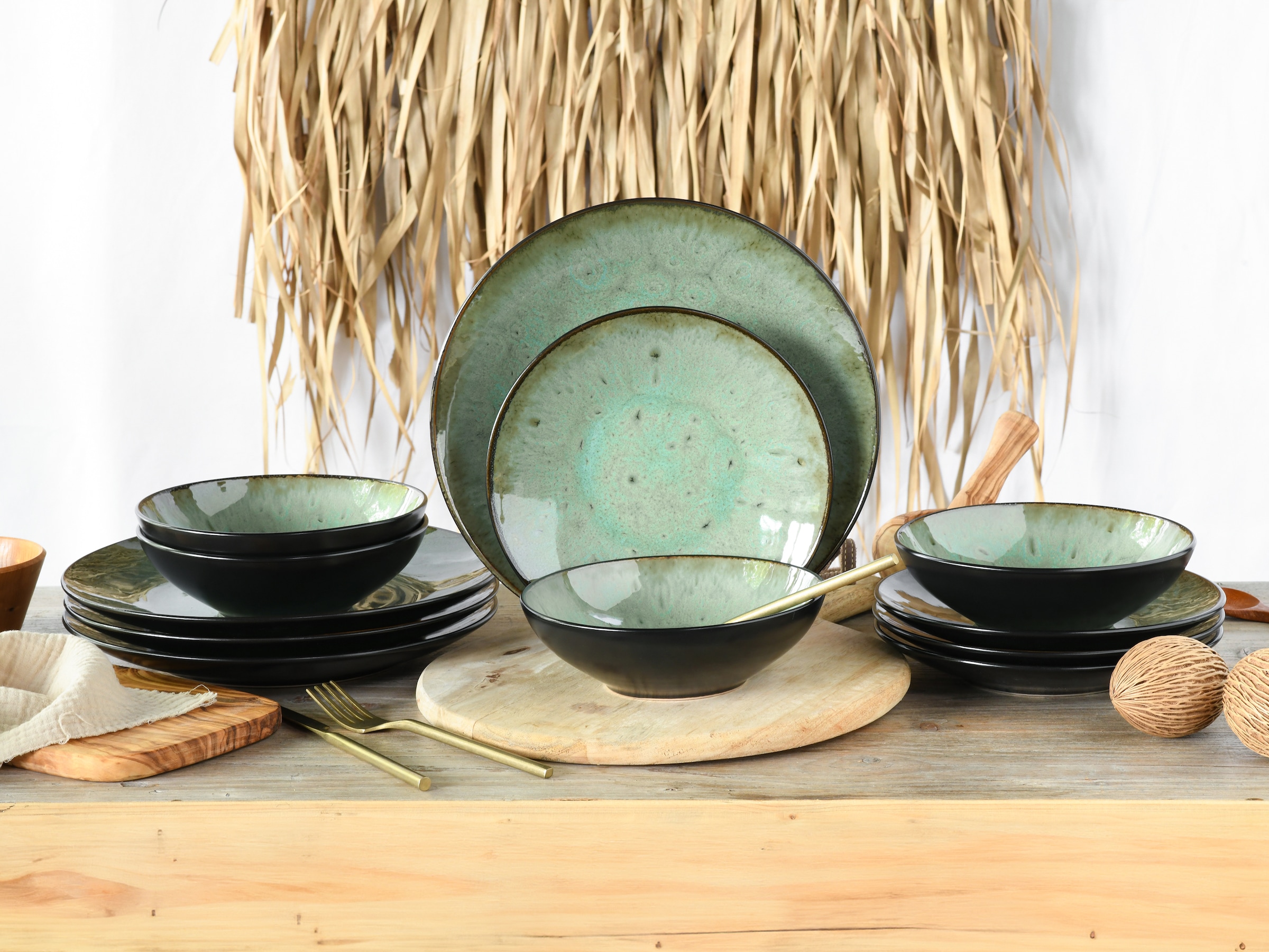 CreaTable Teller-Set »Jawa, Tellerset 12-tlg« Reaktivglasur