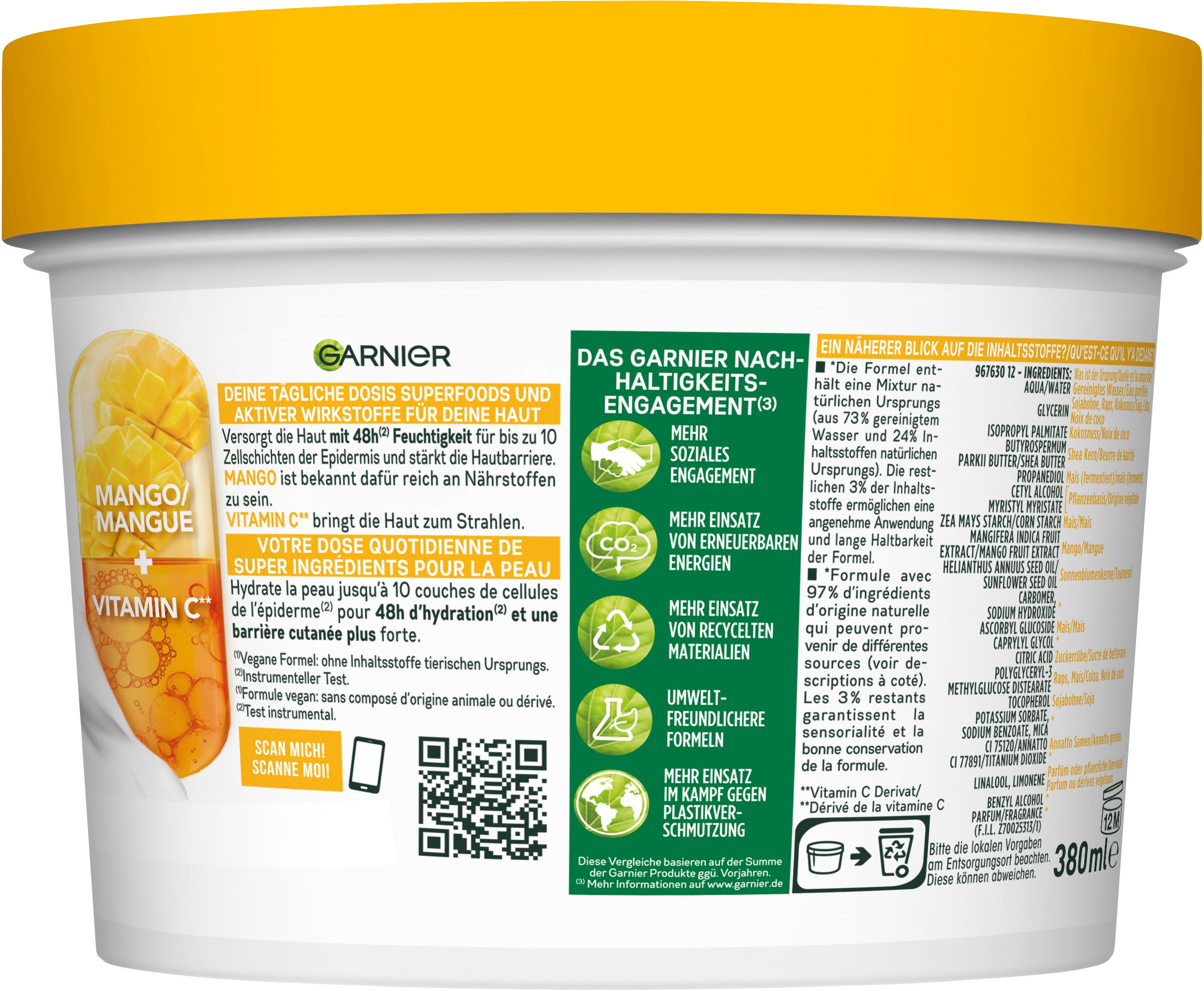 GARNIER Körpercreme »Garnier Body Superfood Mango Vitamin C«, mit Vitamin C