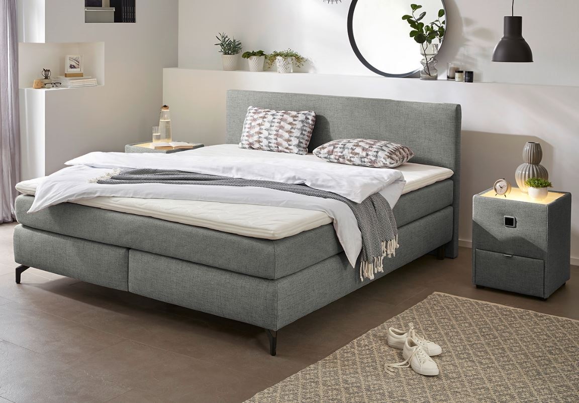 Bild von INOSIGN Boxspringbett Alinas, mit Topper und Zierkissen, in unterschiedliche Farbvarianten und Breiten lieferbar