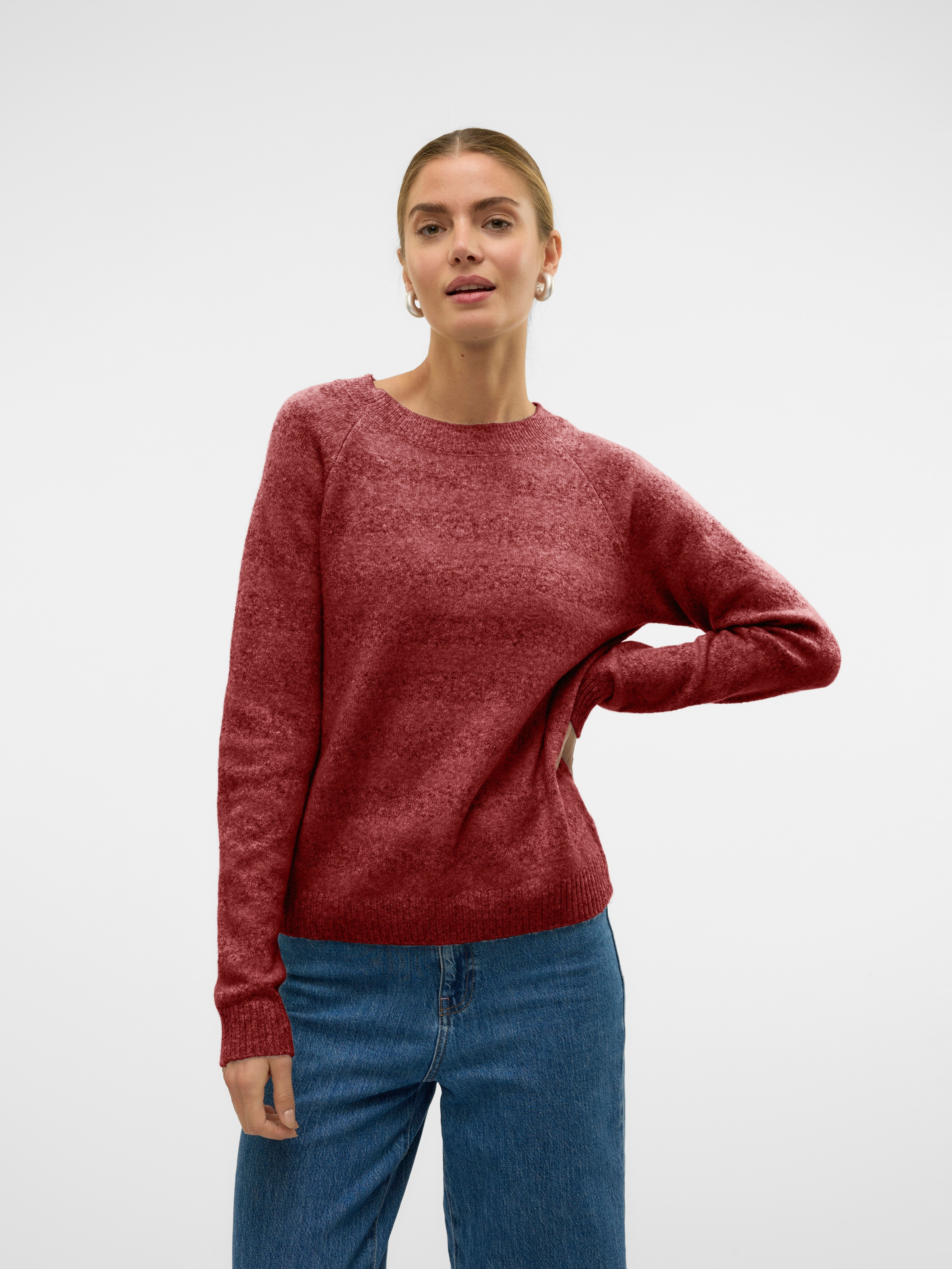 Vero Moda Rundhalspullover »VMDOFFY LS O-NECK BLOUSE GA NOOS« Materialmix, regular fit