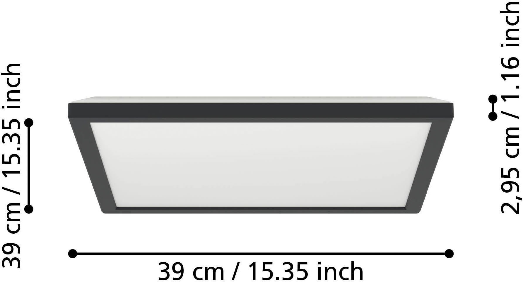 EGLO Deckenleuchte »Rovito-Z Deckenlampe, ZigBee 3.0, Kunststoff, Badezimmerlampe, IP44« LED-Modul 1 Stk. Kaltweiß | RGB Wand-/Deckenleuchte - L39 x B39 x H3 cm - schwarz - 17,6W inkl.