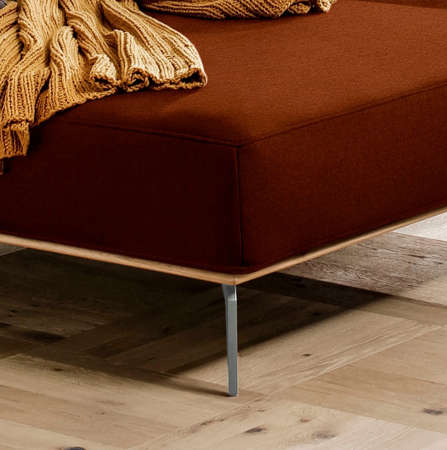 W.SCHILLIG Ecksofa »run, Designsofa mit tollem Sitzkomfort, bequem, L-Form«, mit elegantem Holzsockel, Füße in Silber matt, Breite 319 cm